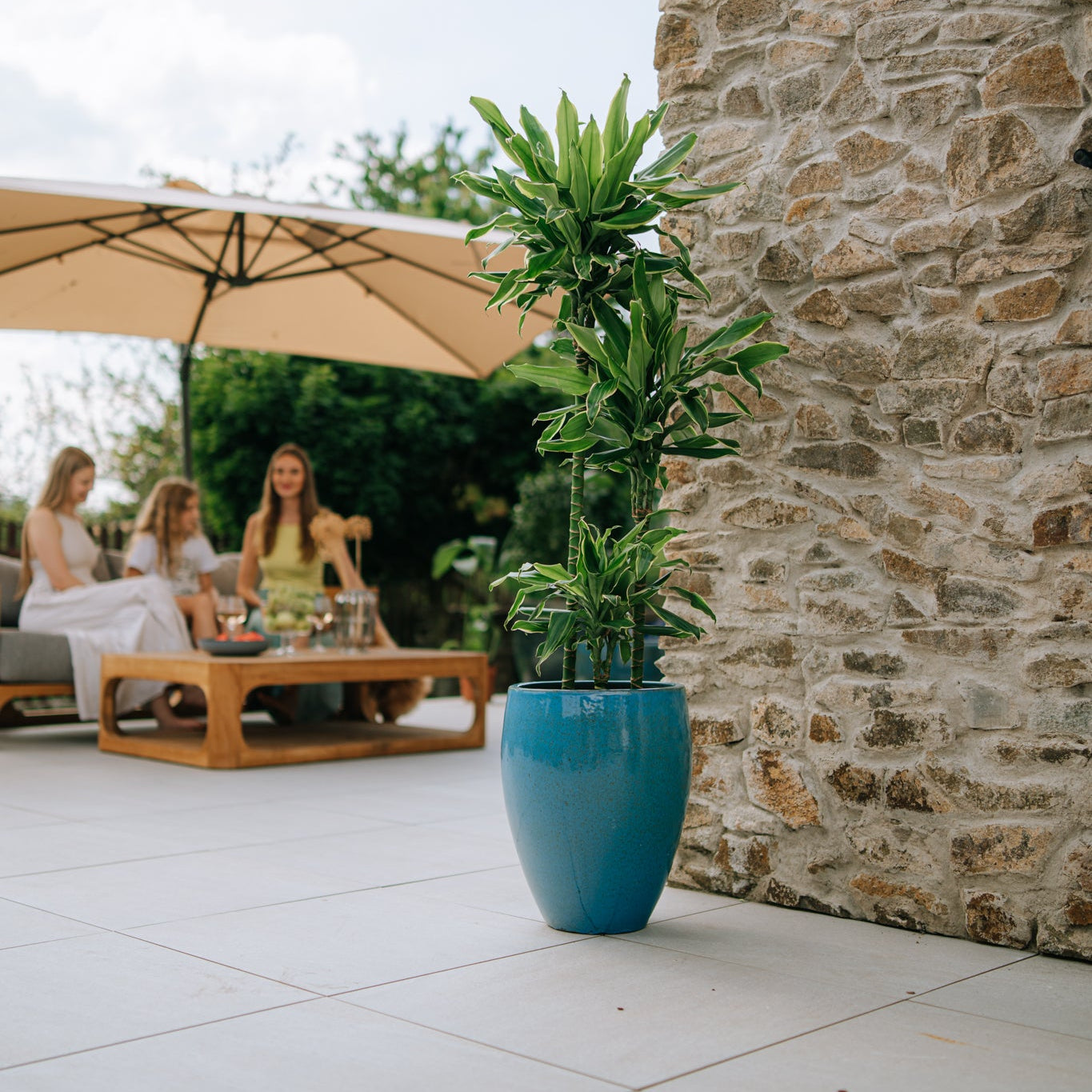 Doniczka ceramiczna LAFONTAINE - stalowoniebieska