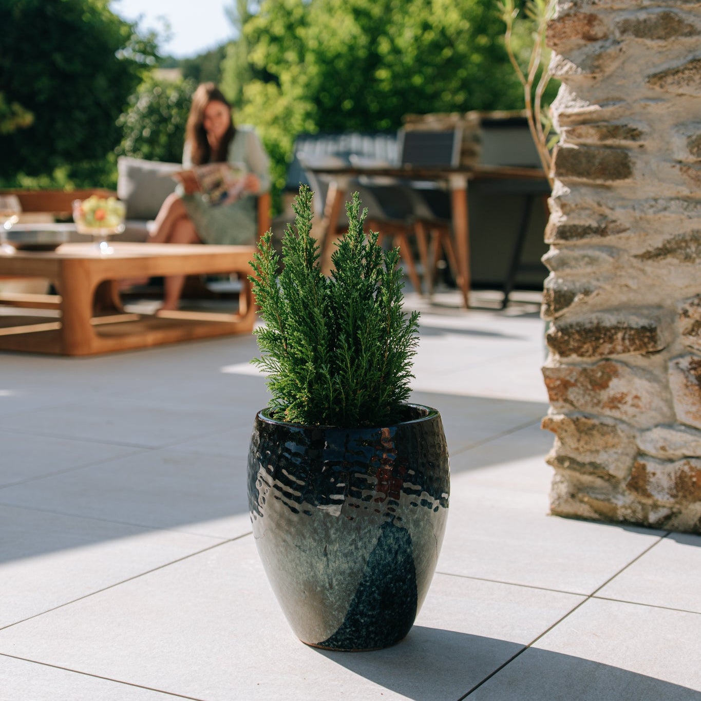 Keramický květináč Poseidon - Ledově modrá