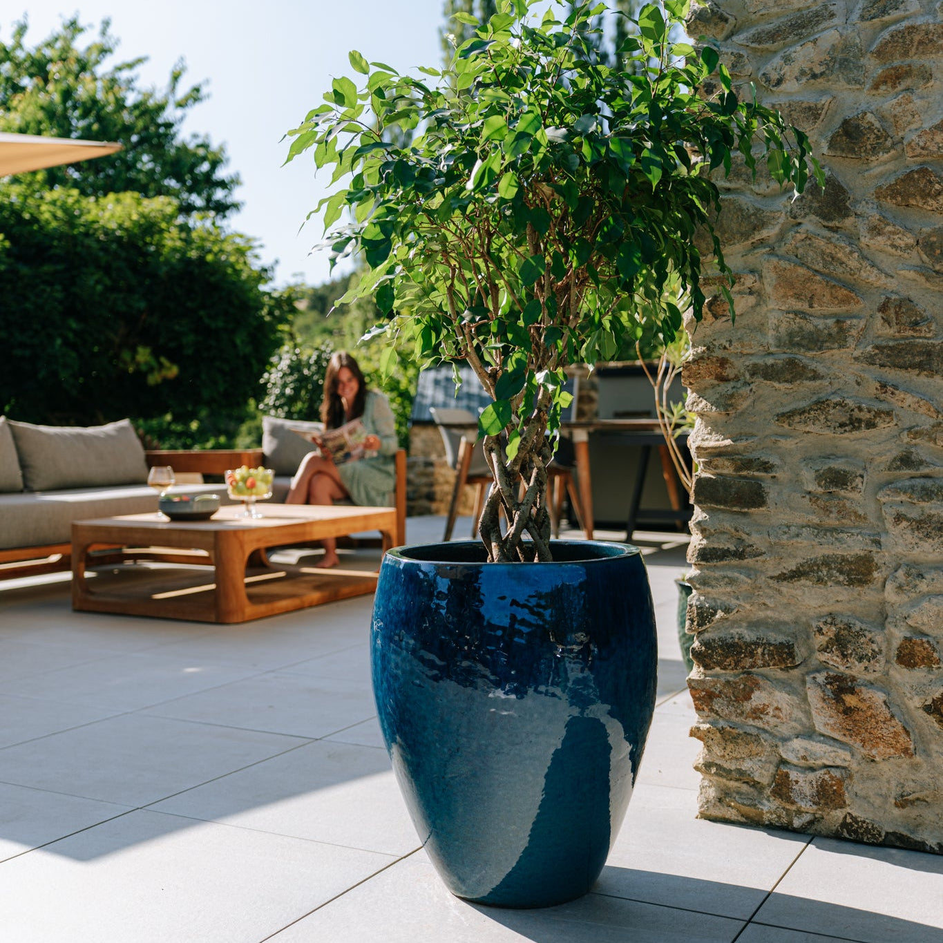 Keramický květináč Poseidon - Mořsky modrá