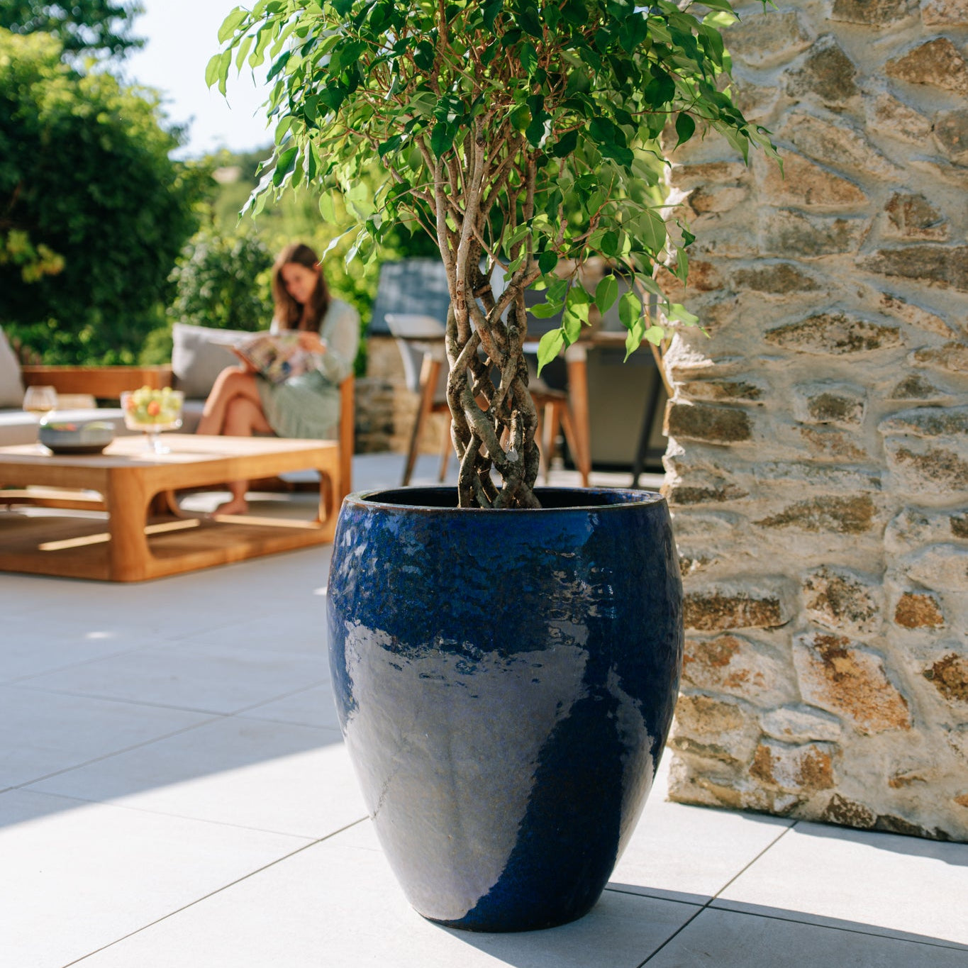 Doniczka ceramiczna Posejdon - morski błękit