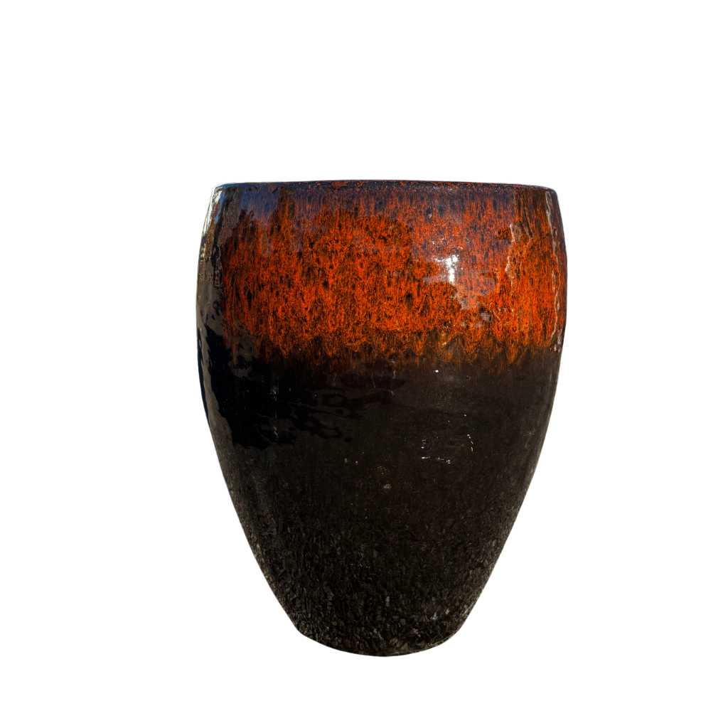 Keramický květináč Poseidon - Černo oranžová