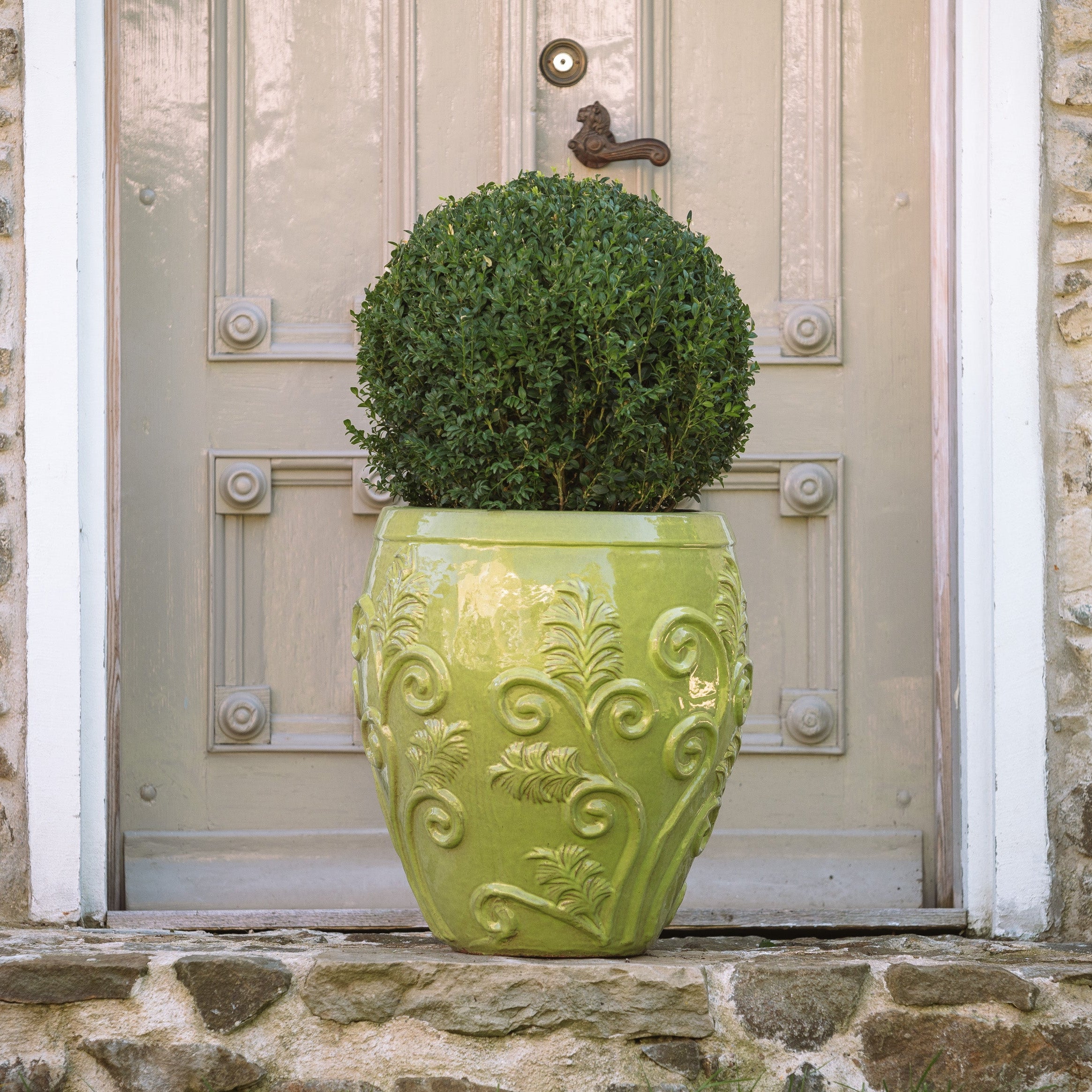 Keramický květináč Gaia - Olivově zelená
