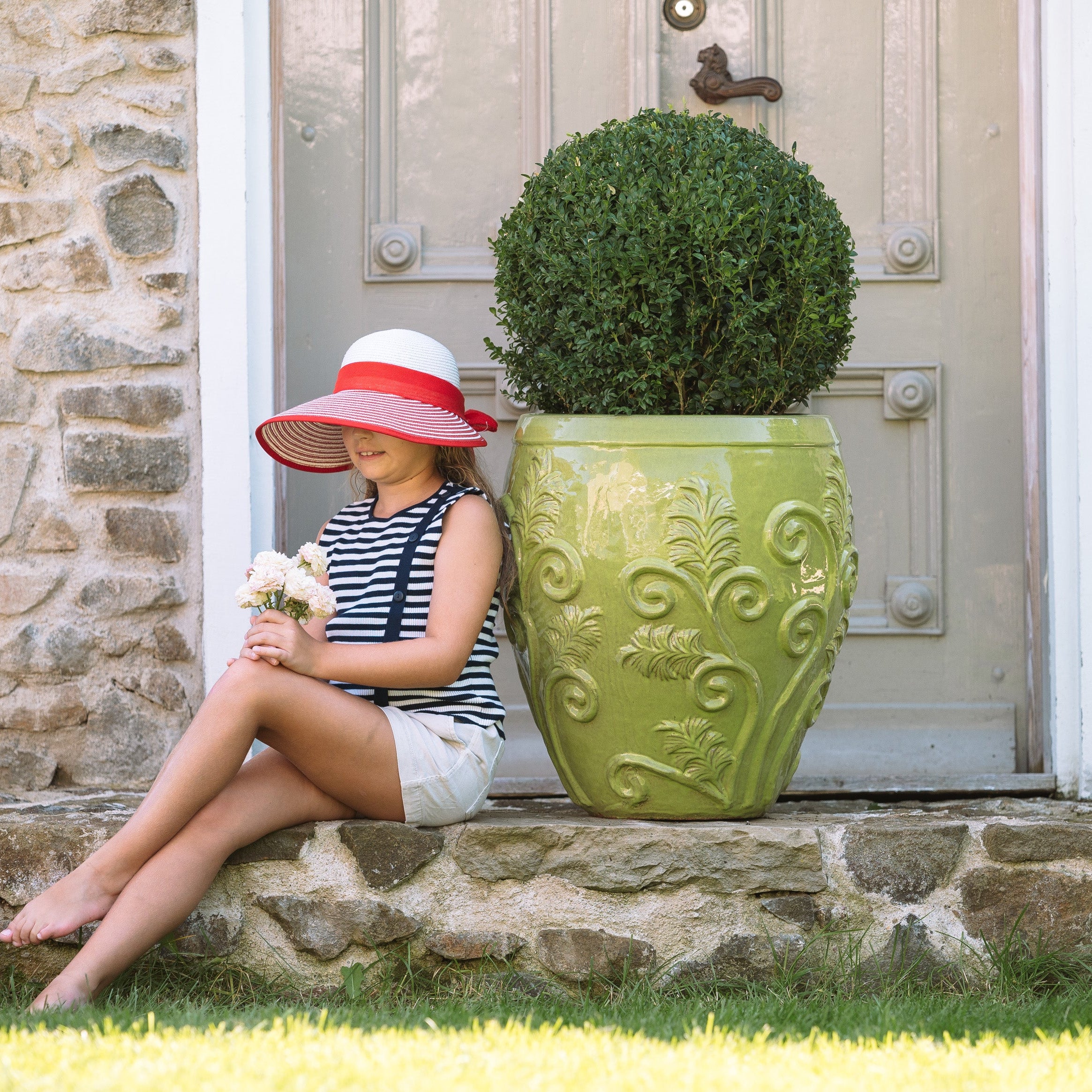 Keramický květináč Gaia - Olivově zelená