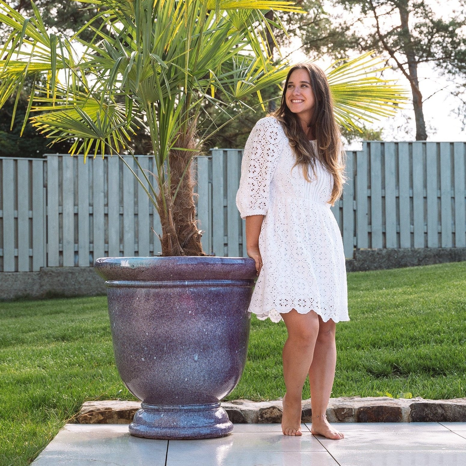 Duża ceramiczna doniczka Titan - Jesienny fiolet