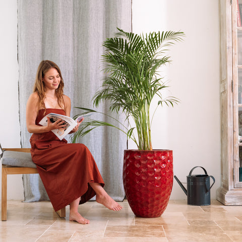 Doniczka ceramiczna MEROVEE - Tropikalna czerwień