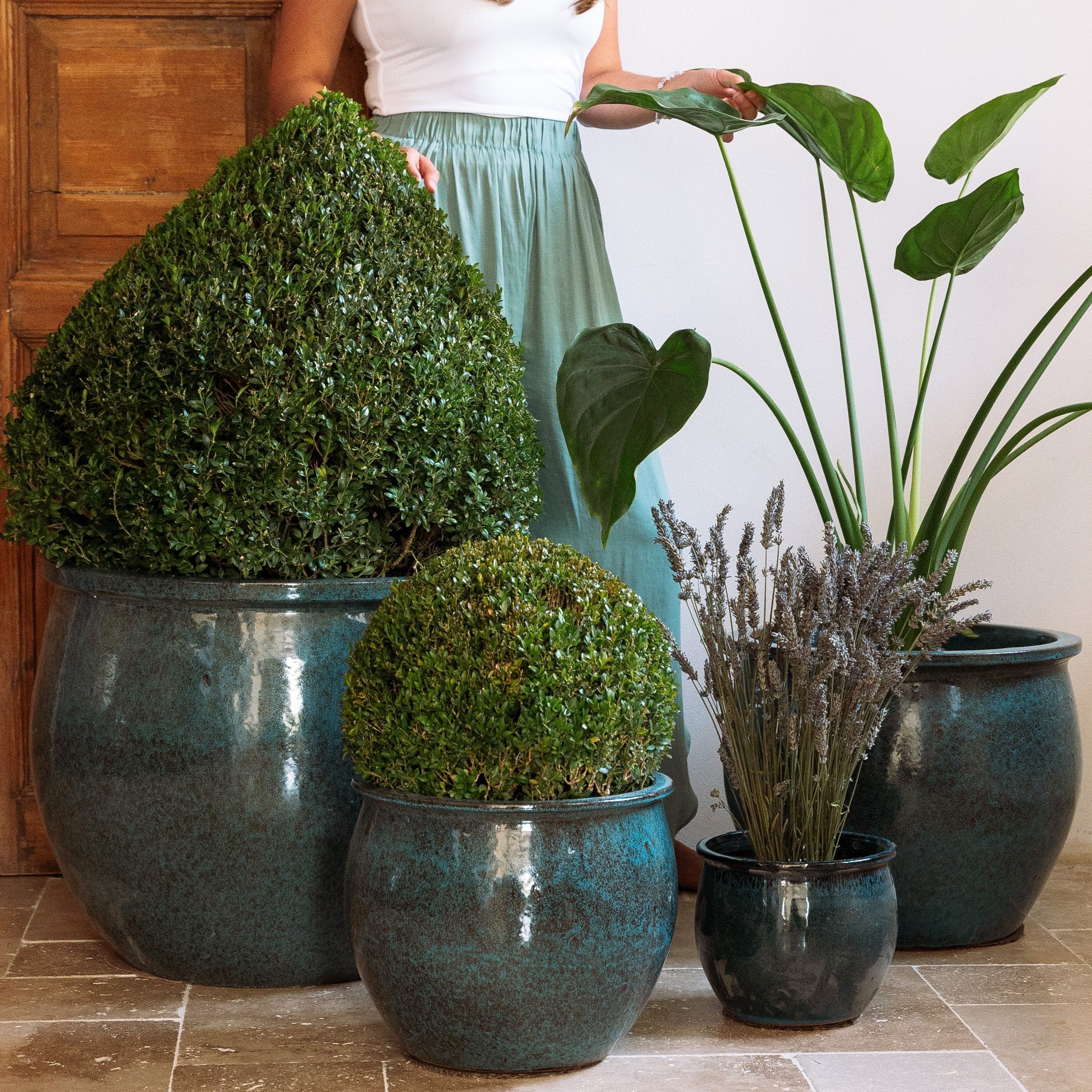 Ceramiczna doniczka Newton - Stalowo-niebieska - Provencelia.cz