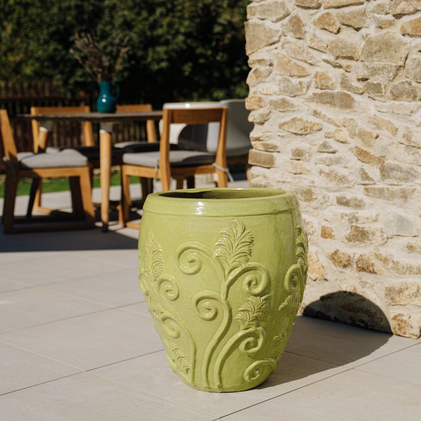 Doniczka ceramiczna Gaia - Oliwkowo-zielona