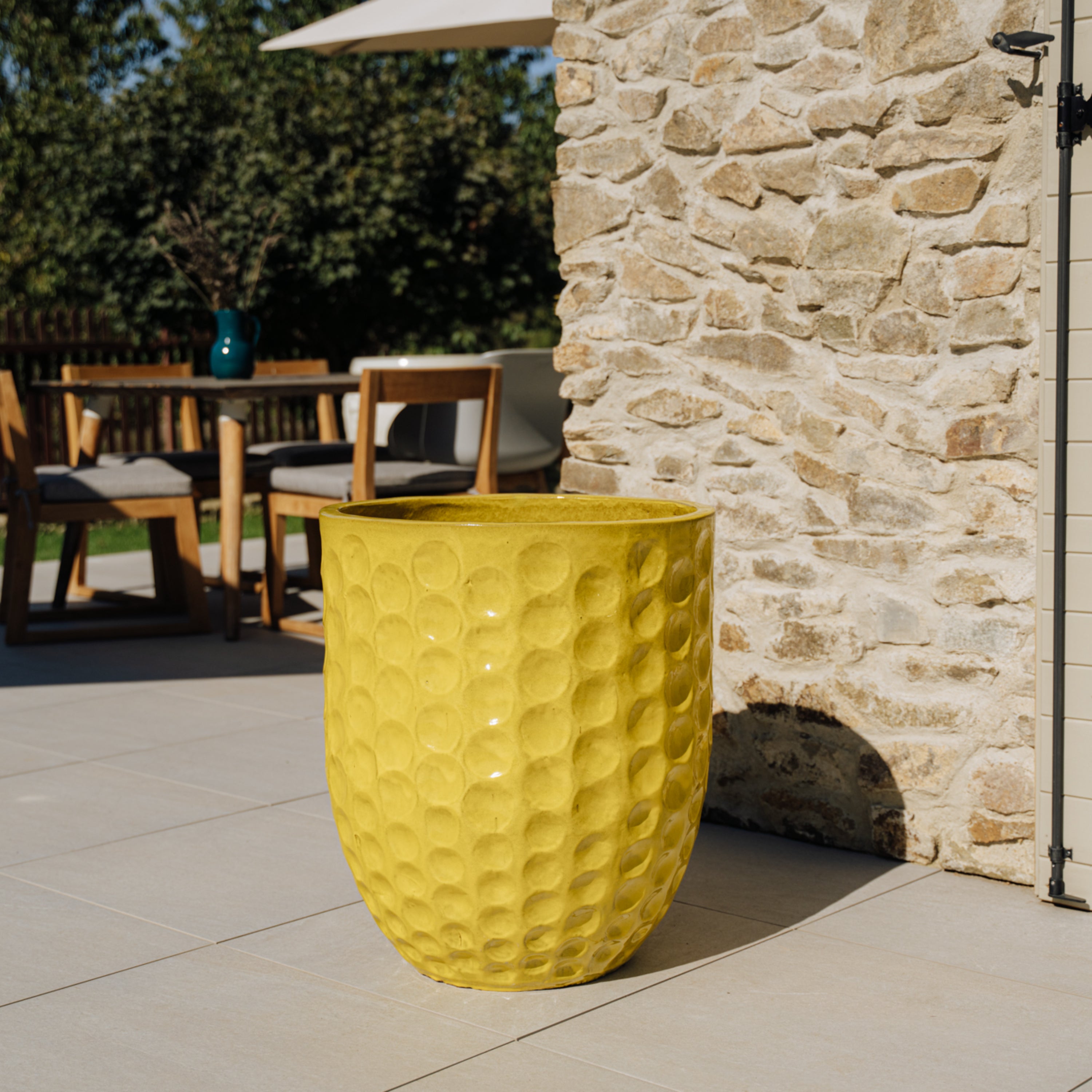 Doniczka ceramiczna MEROVEE - Żółta - XXL (55 cm x 65 cm)