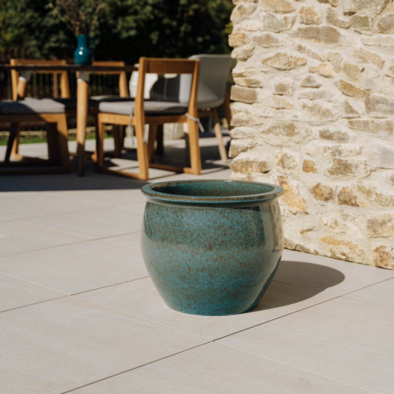 Ceramiczna doniczka Newton - Stalowo-niebieska - Provencelia.cz