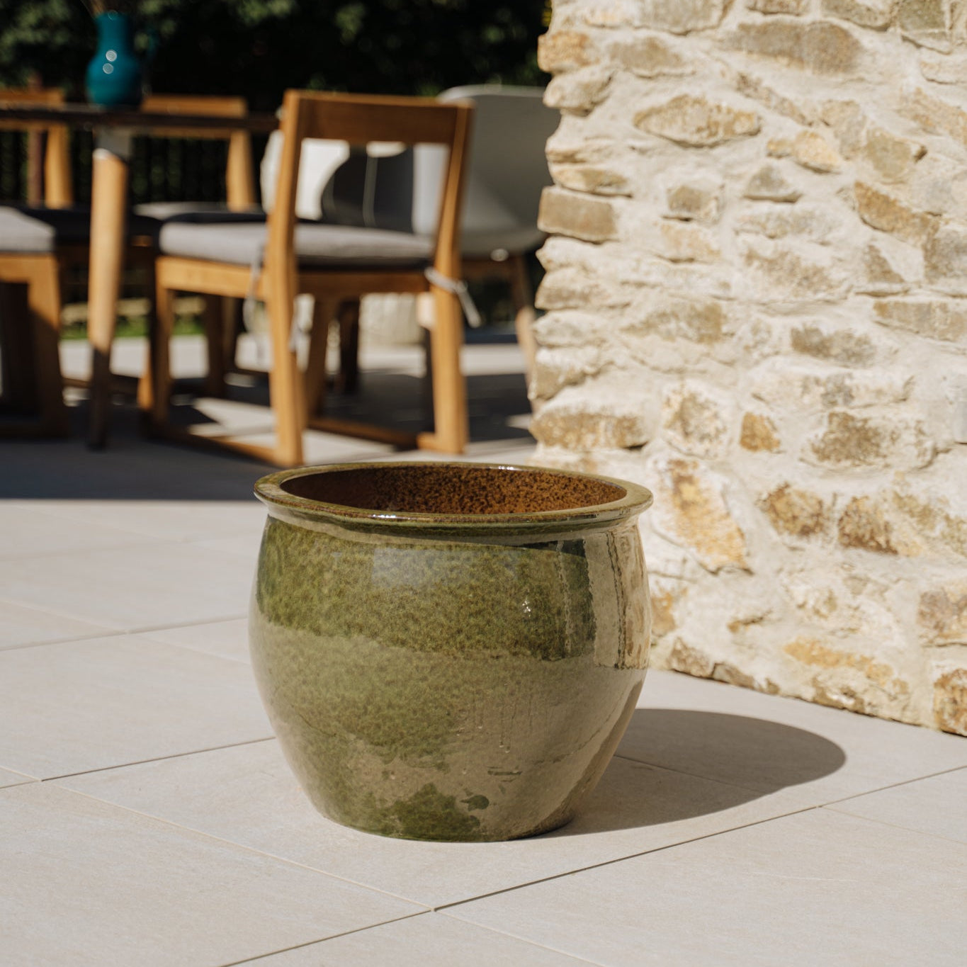 Ceramiczna doniczka Newton - Tropikalna zieleń - Provencelia.cz