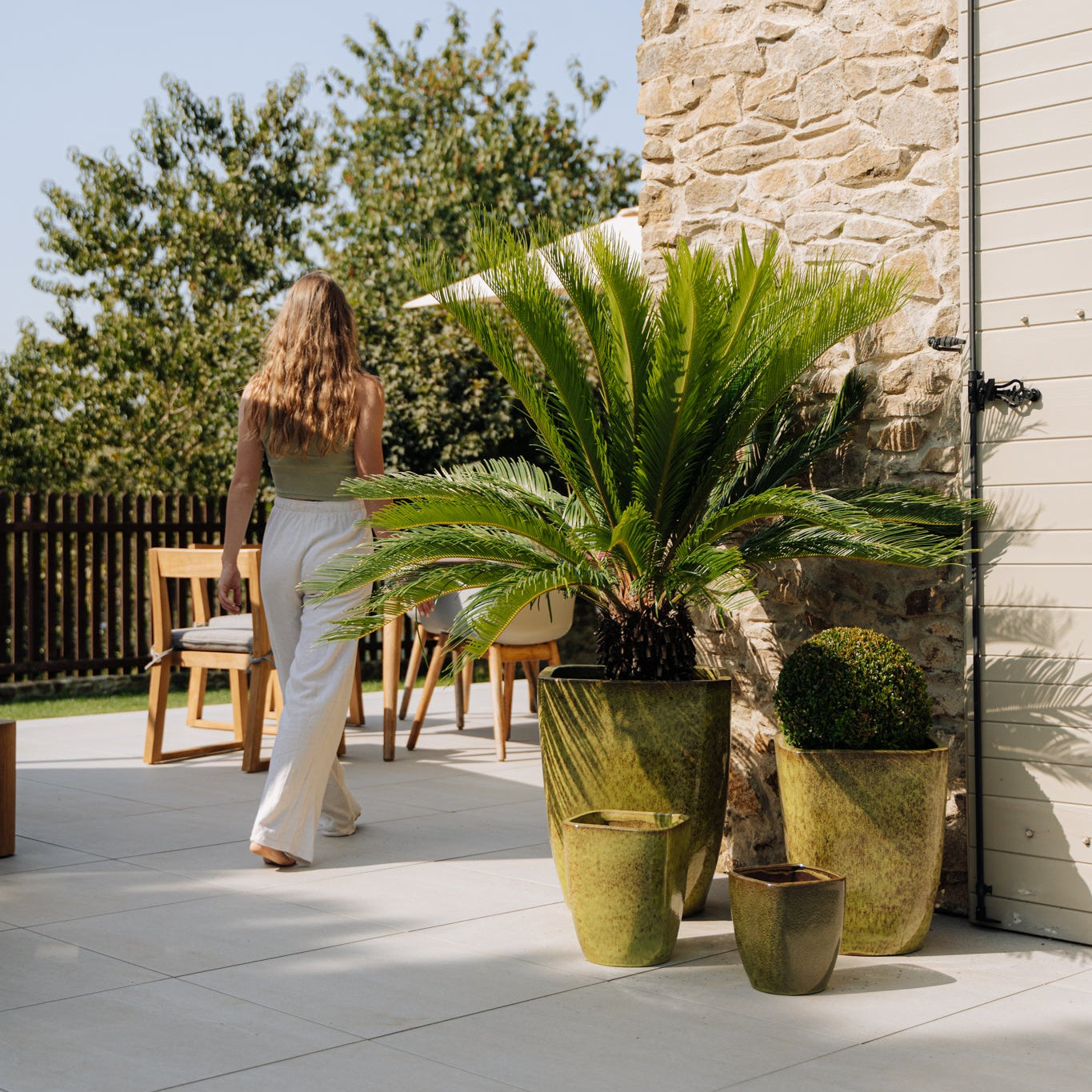 VAUBAN Jesienna zieleń doniczka ceramiczna – Provencelia, do ogrodu i na taras