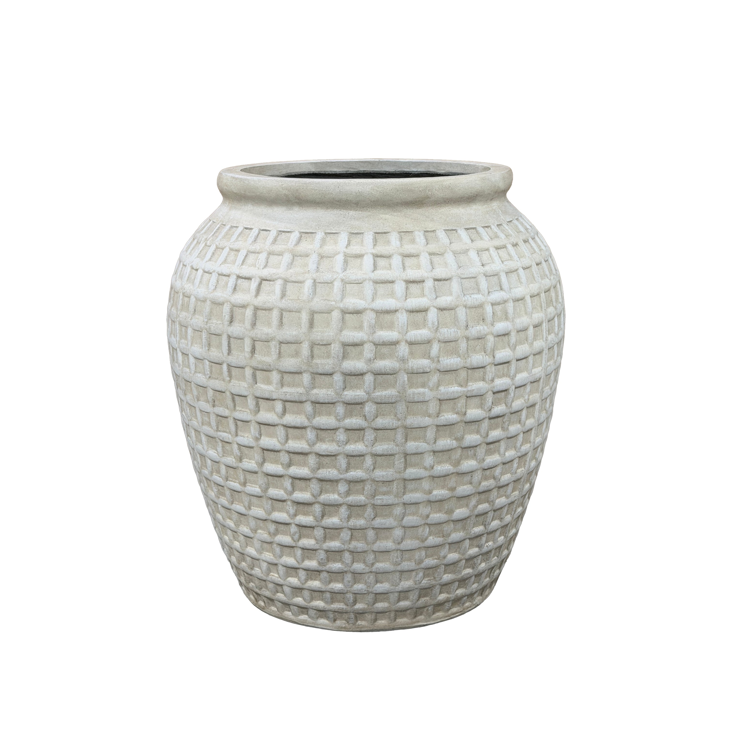 Betonový květináč Vortex - Antická bílá