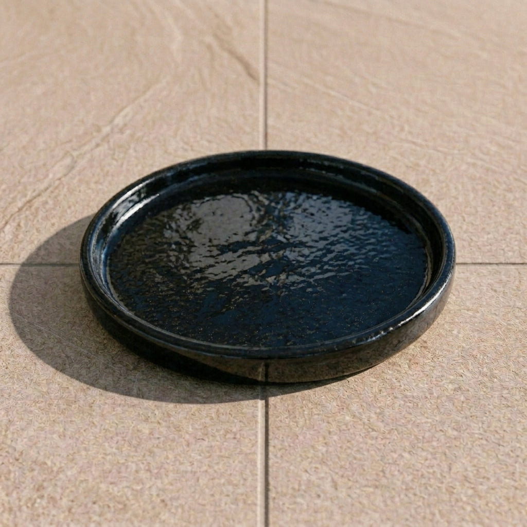 Podstawka ceramiczna Czarna pod donicę – mrozoodporna