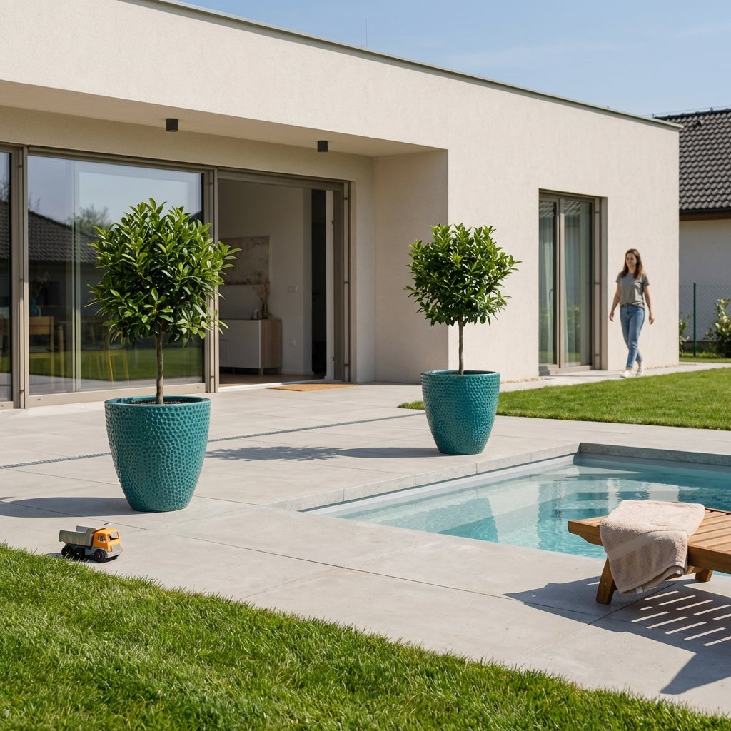 Keramický květináč Cigaline Tyrkysový, ručně vyráběný z glazované terakoty