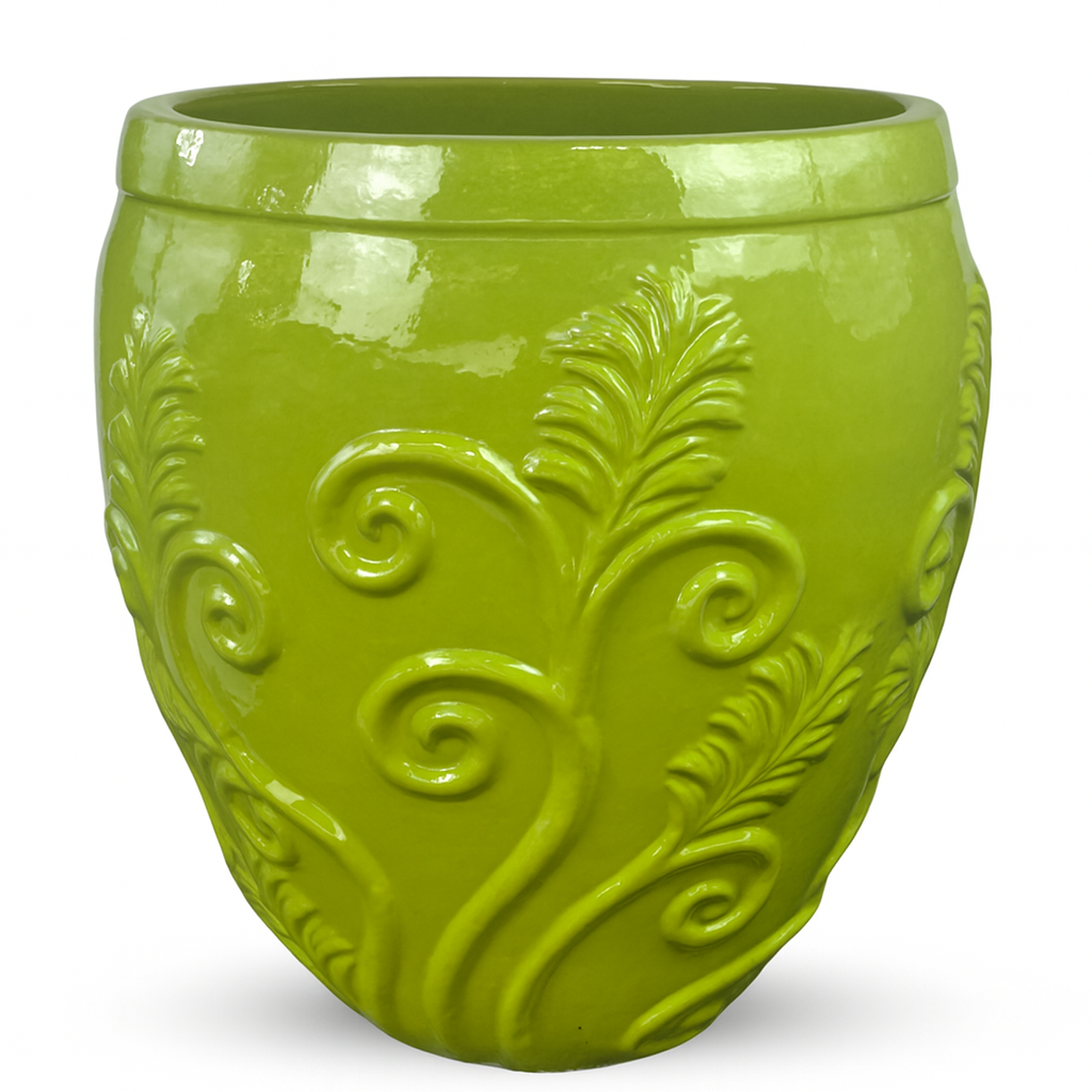 Doniczka ceramiczna Gaia - Oliwkowo-zielona