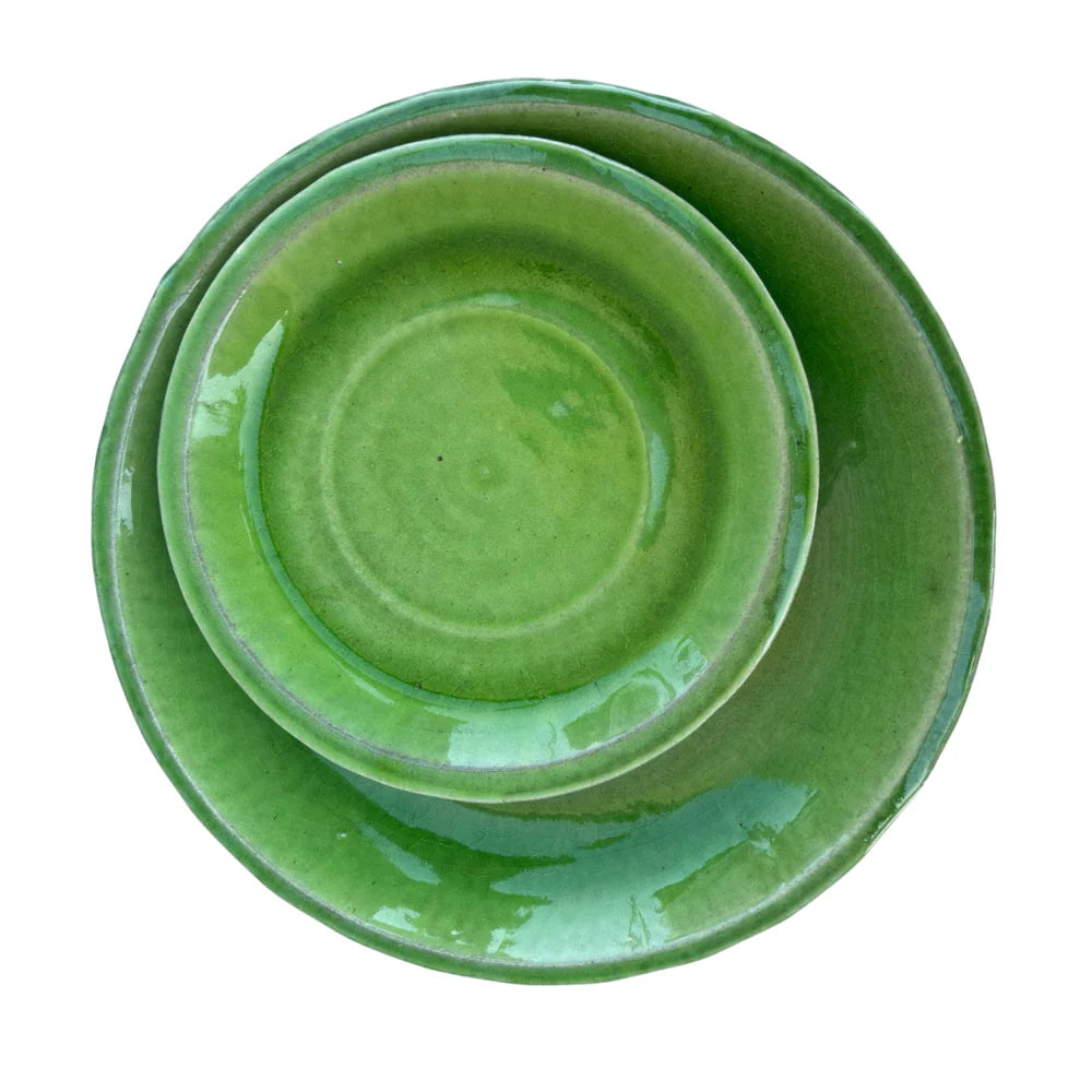 Podmiska pod květináč - Jablečně zelená se vzorem