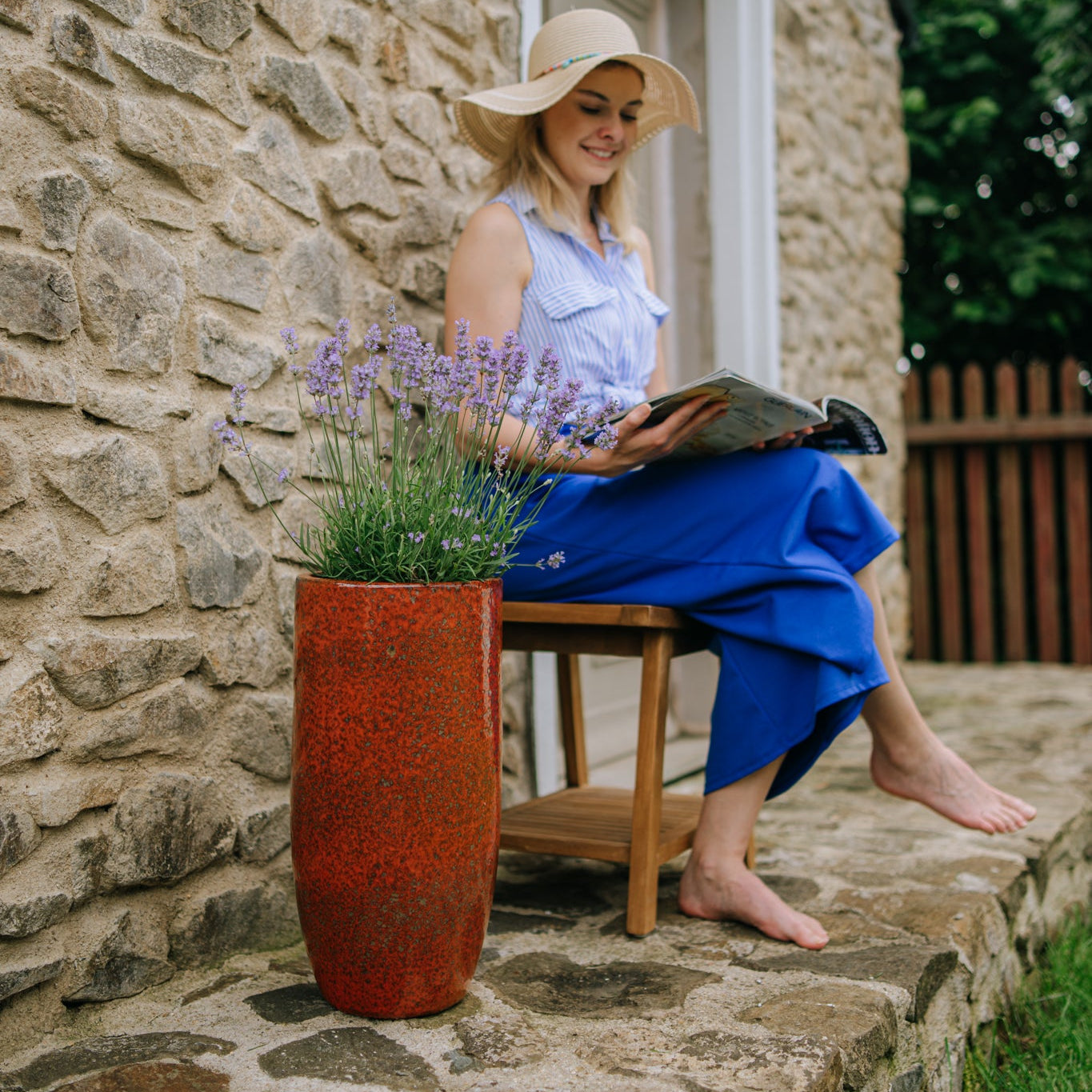 Keramicky květináč Athena - Podzimní oranžová