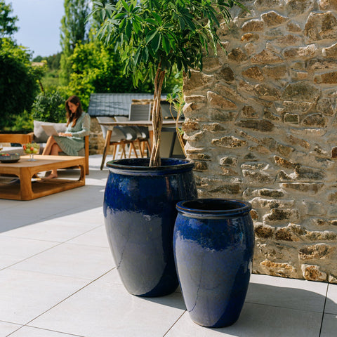 Doniczka ceramiczna BACCHUS - morski błękit