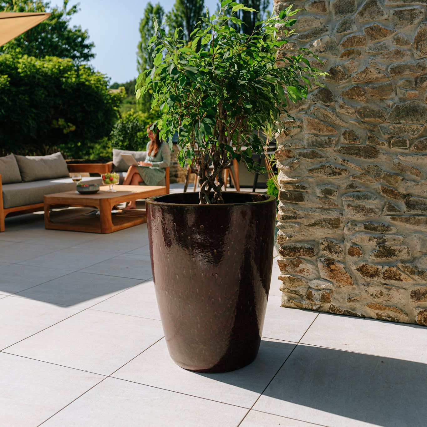 Keramicky květináč Mazarin - Cihlově červená