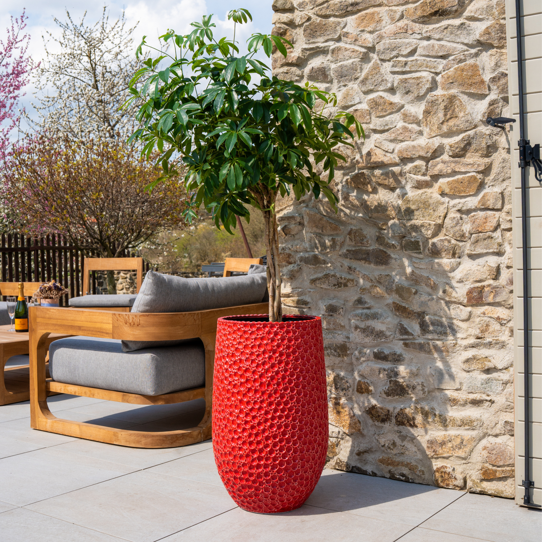 Doniczka ceramiczna Paryż - czerwona