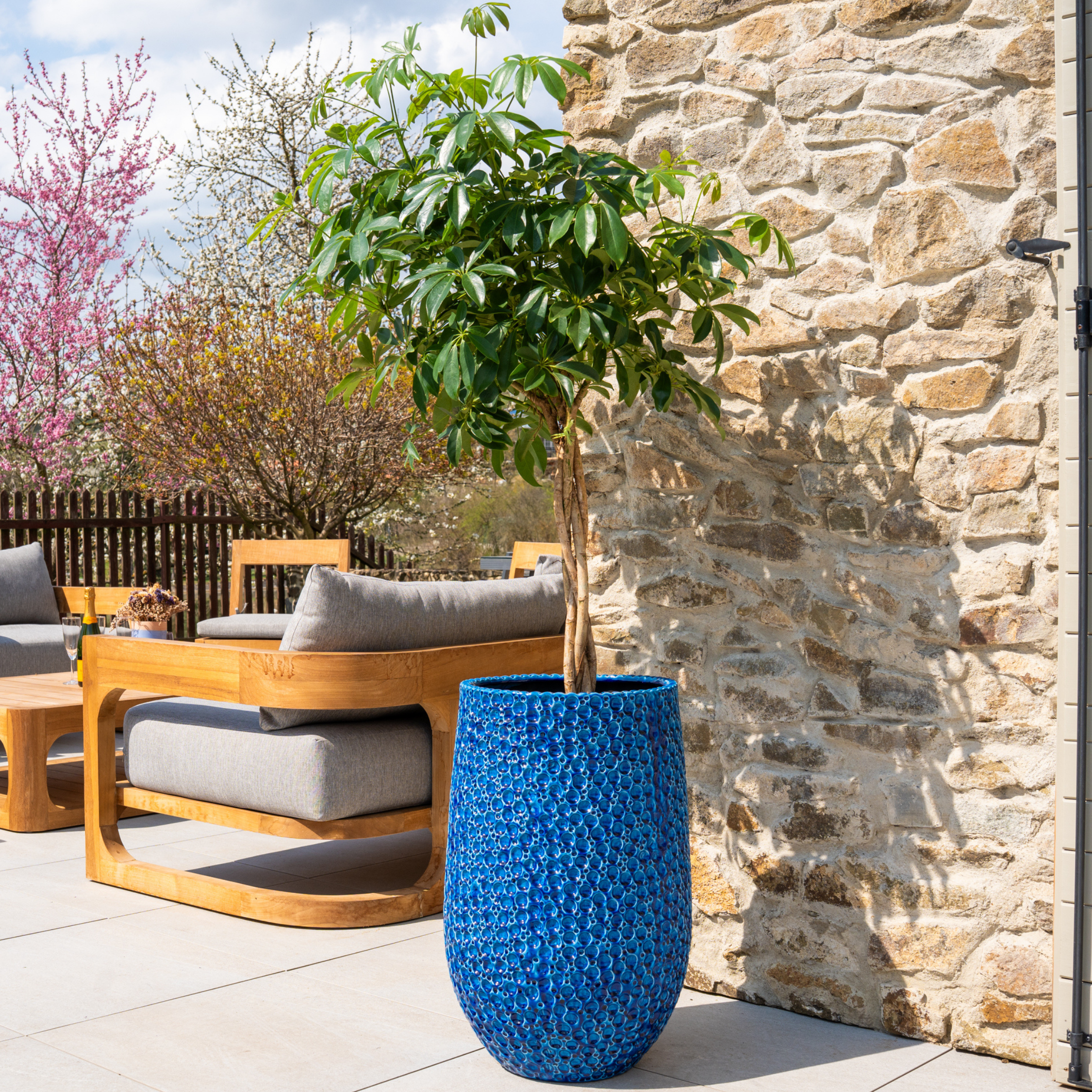 Doniczka ceramiczna Paryż - niebieska