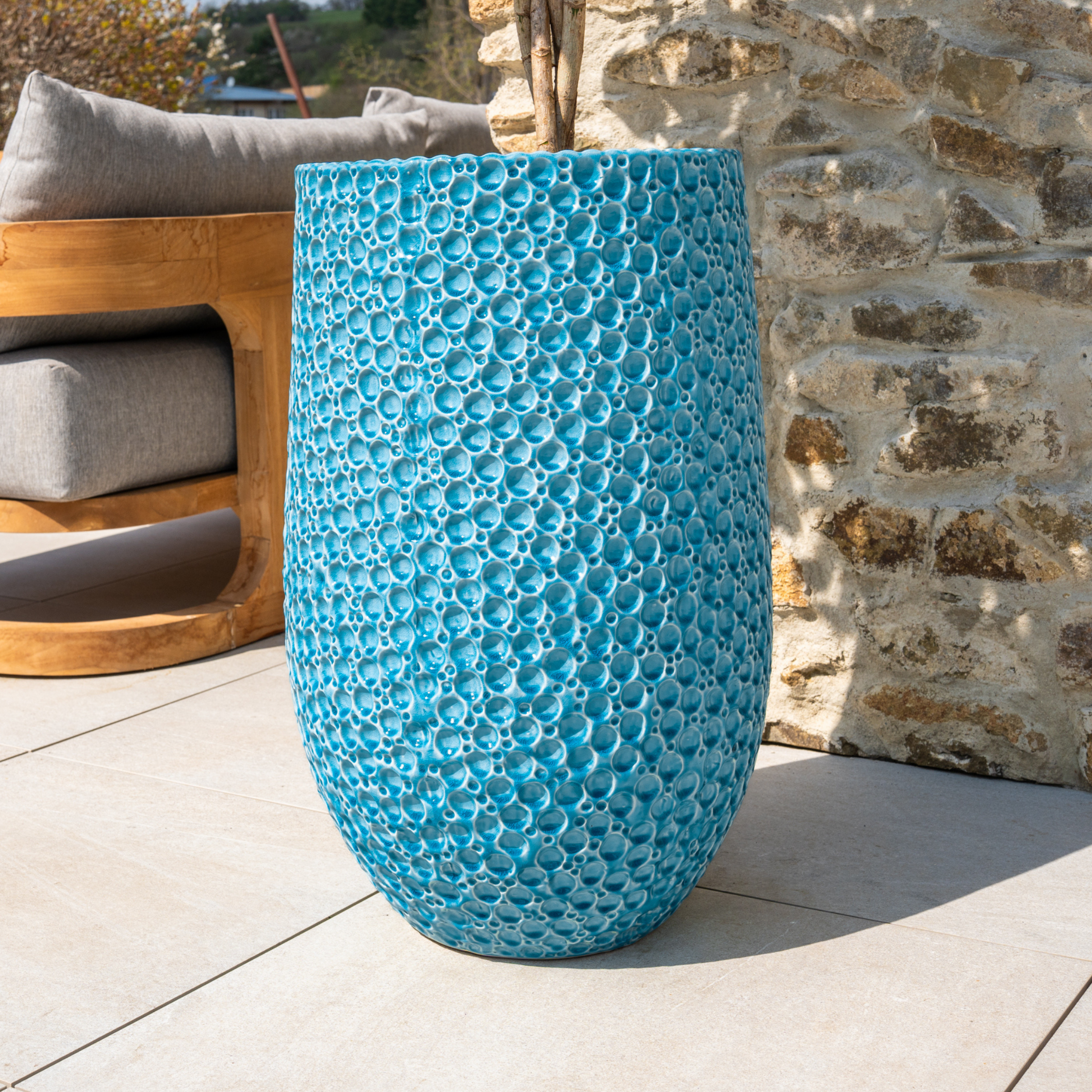Ceramiczna doniczka PARIS Jasnoniebieski – styl Prowansji, trwała i elegancka