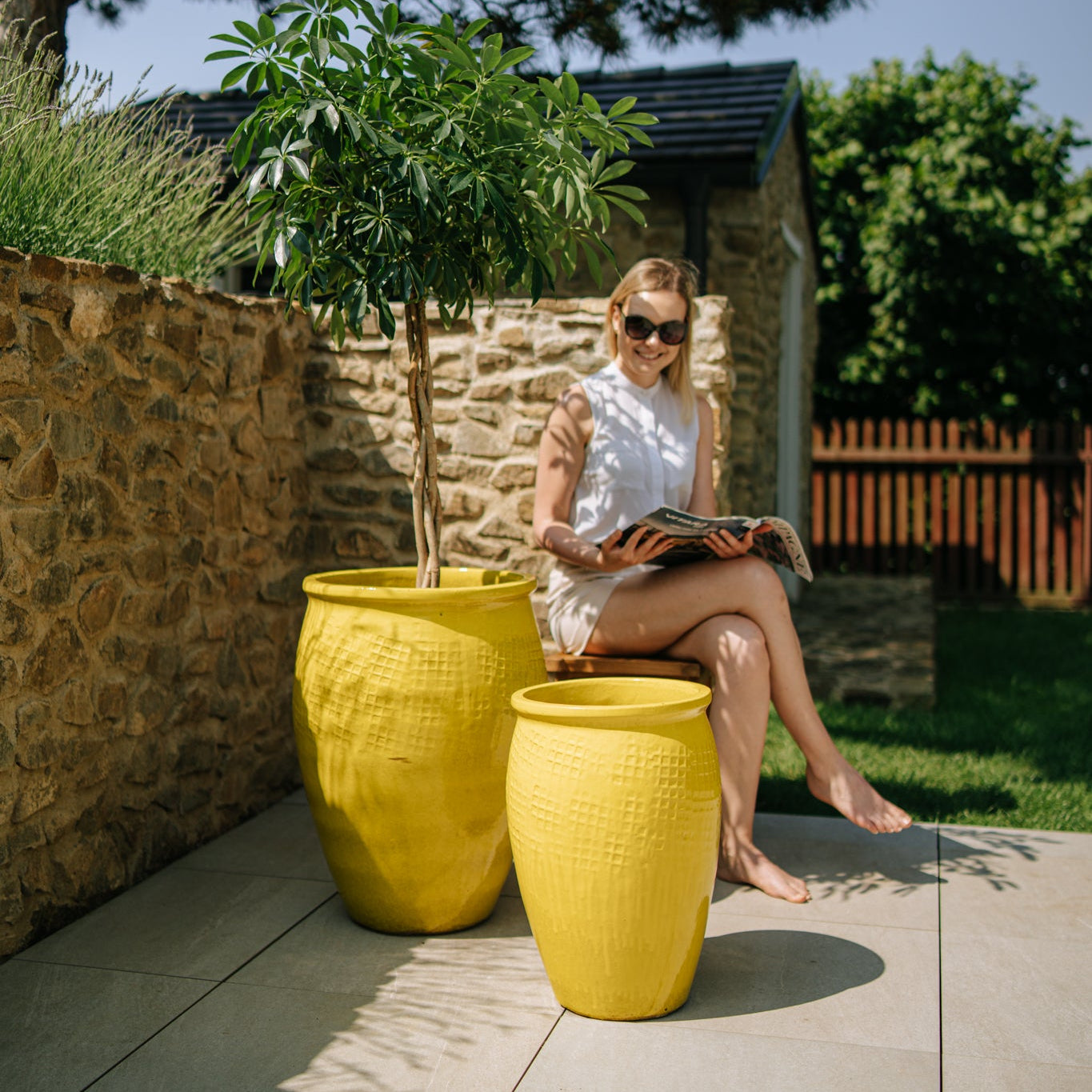 Doniczka ceramiczna Posejdon - żółta