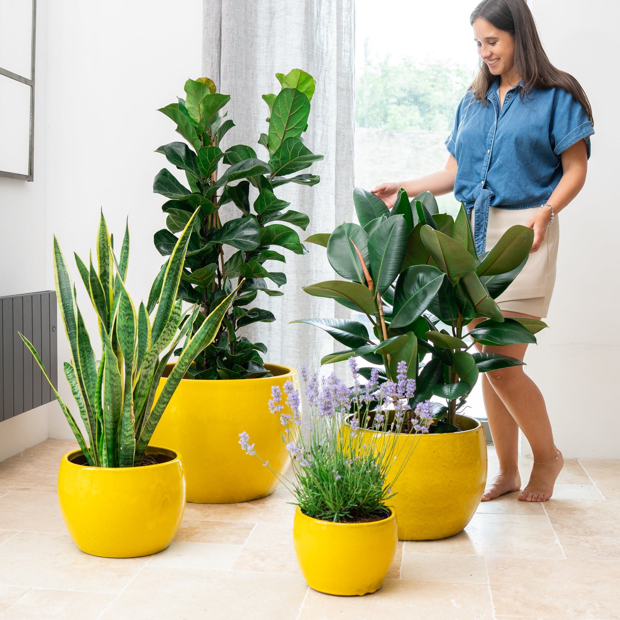 Keramicky květináč Romulus - Žlutý