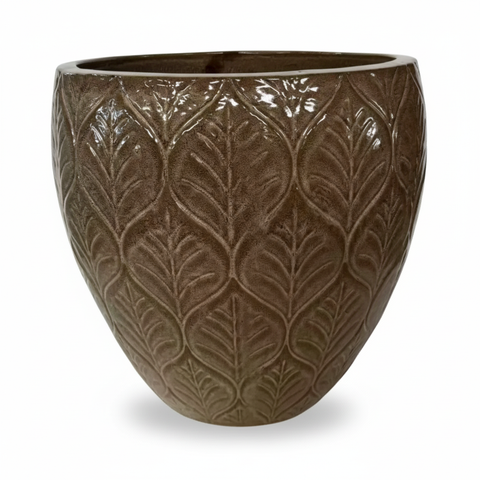 Doniczka ceramiczna Artemis, szczotkowany brąz – ręcznie robiona szkliwiona doniczka z terakoty