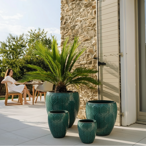 Doniczka ceramiczna Artemis Petrol Blue – ręcznie robiona szkliwiona doniczka z terakoty