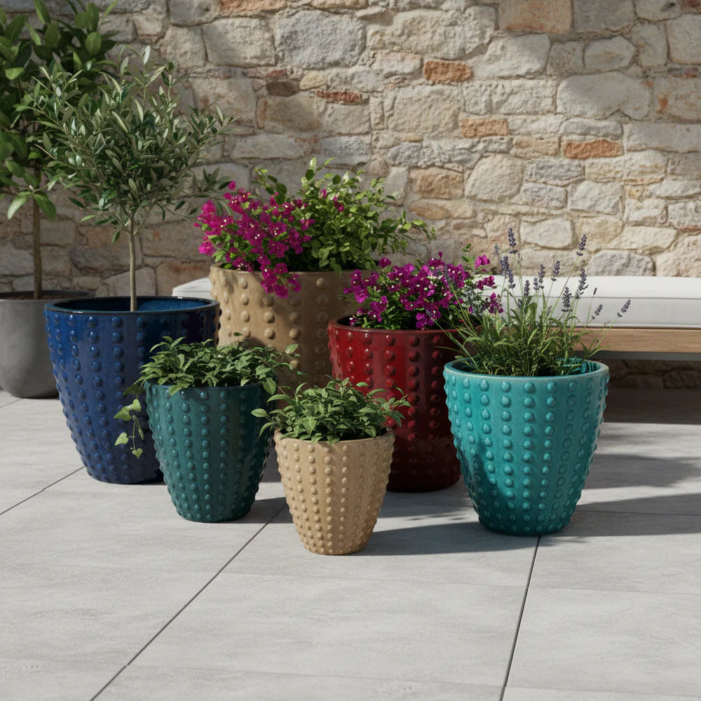 Ceramiczna doniczka Attila Turquoise - ręcznie robiona szkliwiona doniczka z terakoty