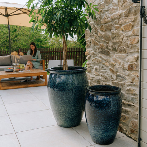 Keramický květináč BACCHUS - Ledově modrá