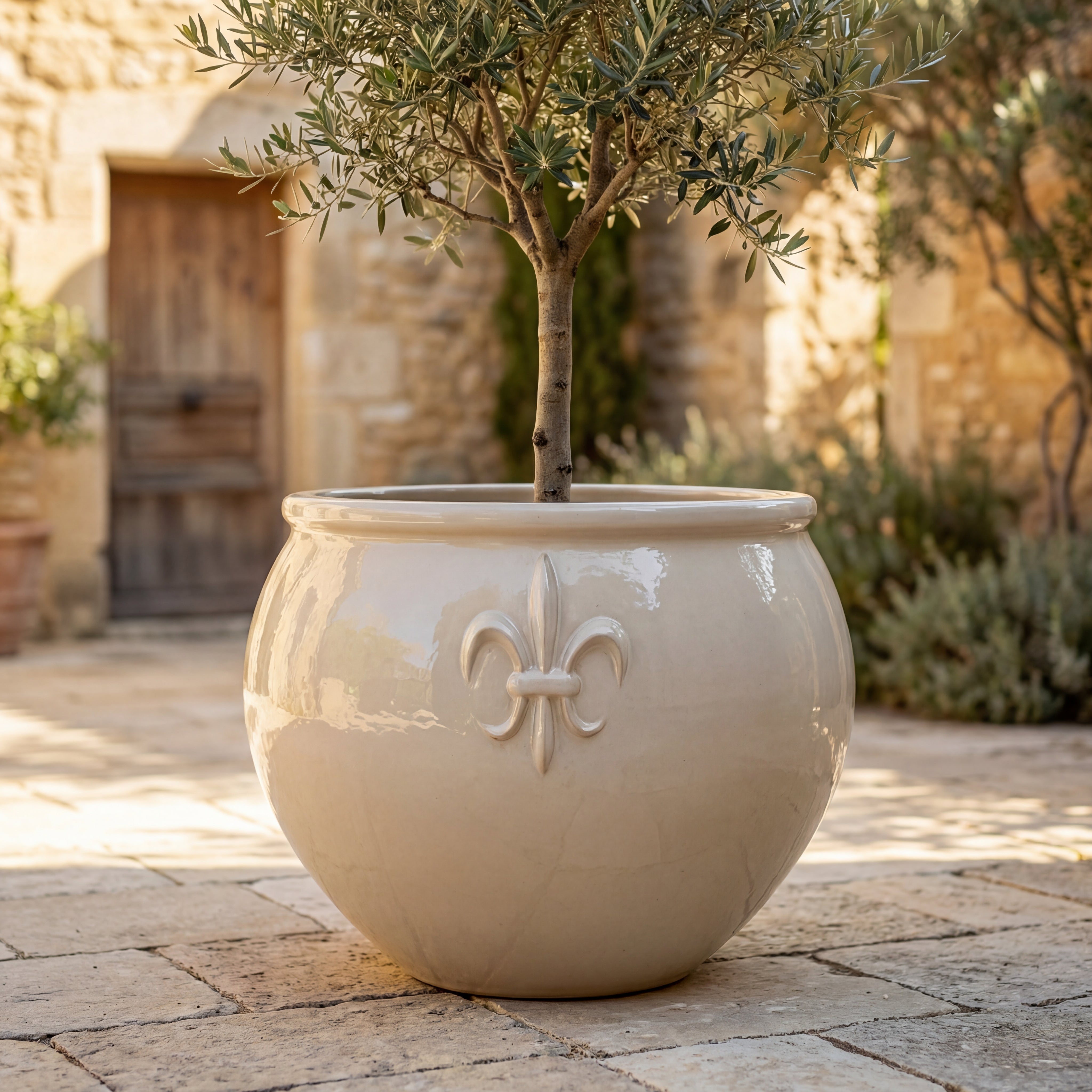 Doniczka ceramiczna Clovis - Krémová