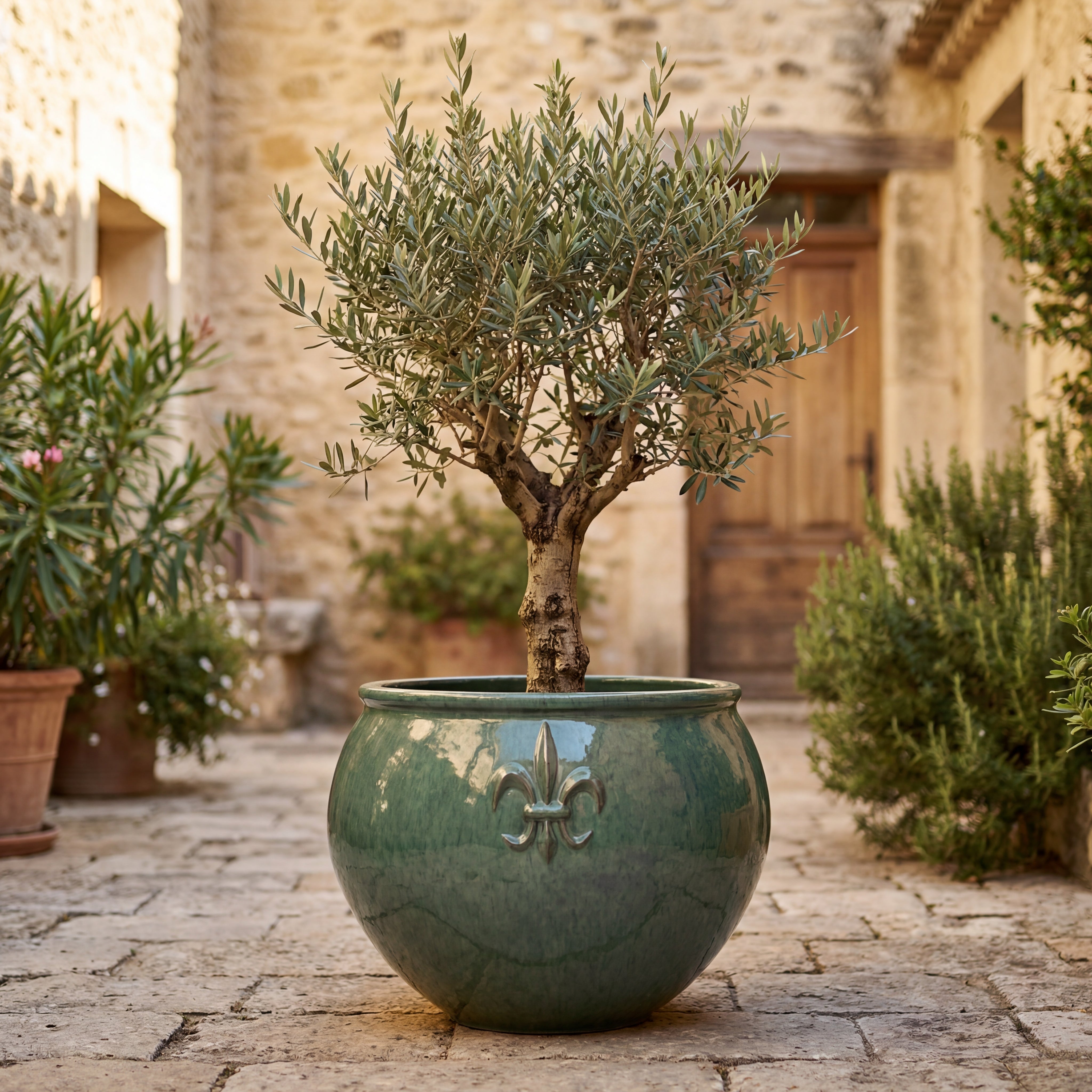 Doniczka ceramiczna Clovis - stalowo-niebieska