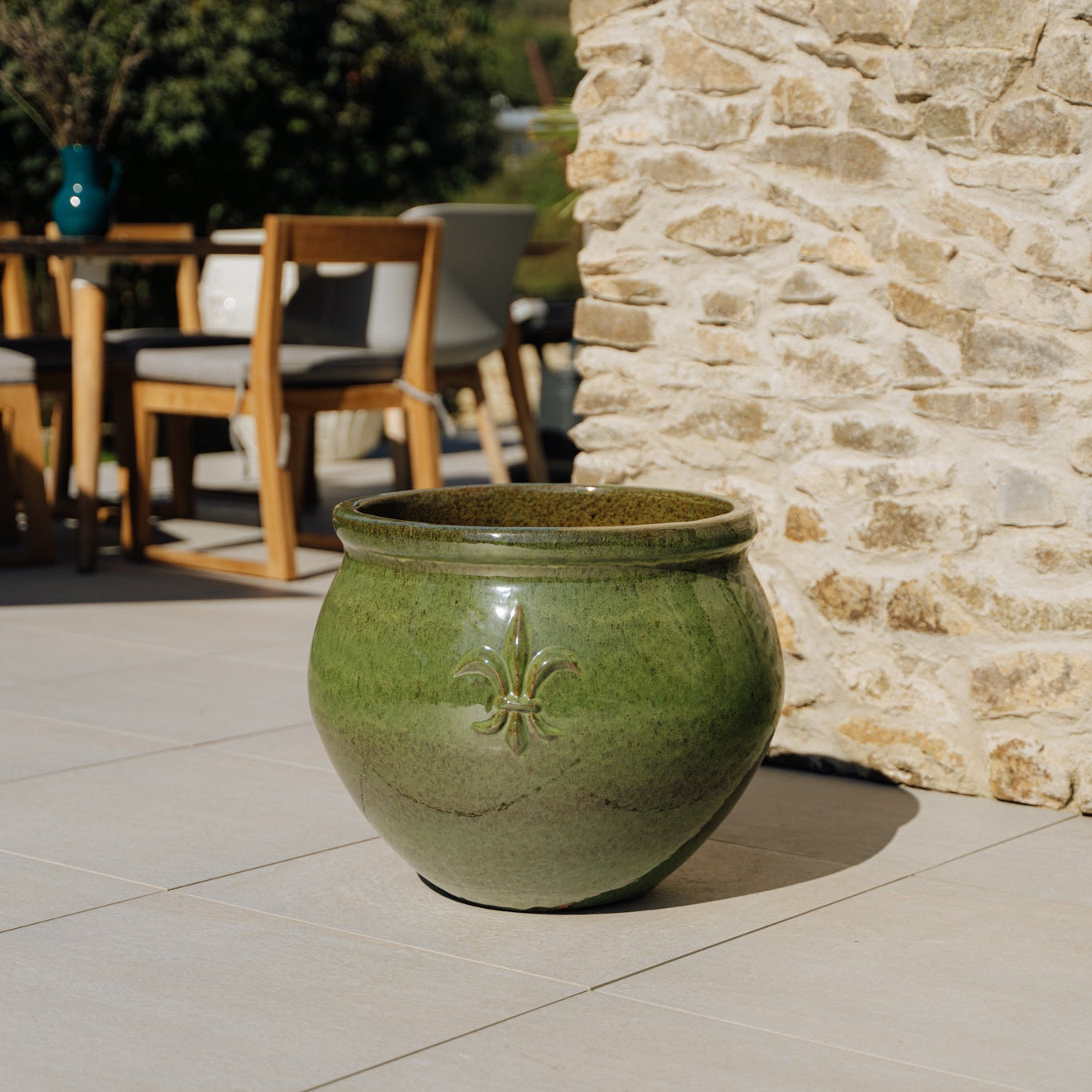 Doniczka ceramiczna Clovis - Tropikalna zieleń - Provencelia.cz