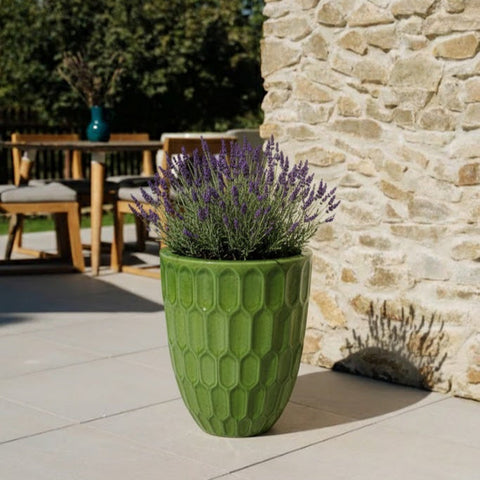 Doniczka ceramiczna Daudet w kolorze zielonego jabłka – ręcznie robiona, szkliwiona doniczka z terakoty