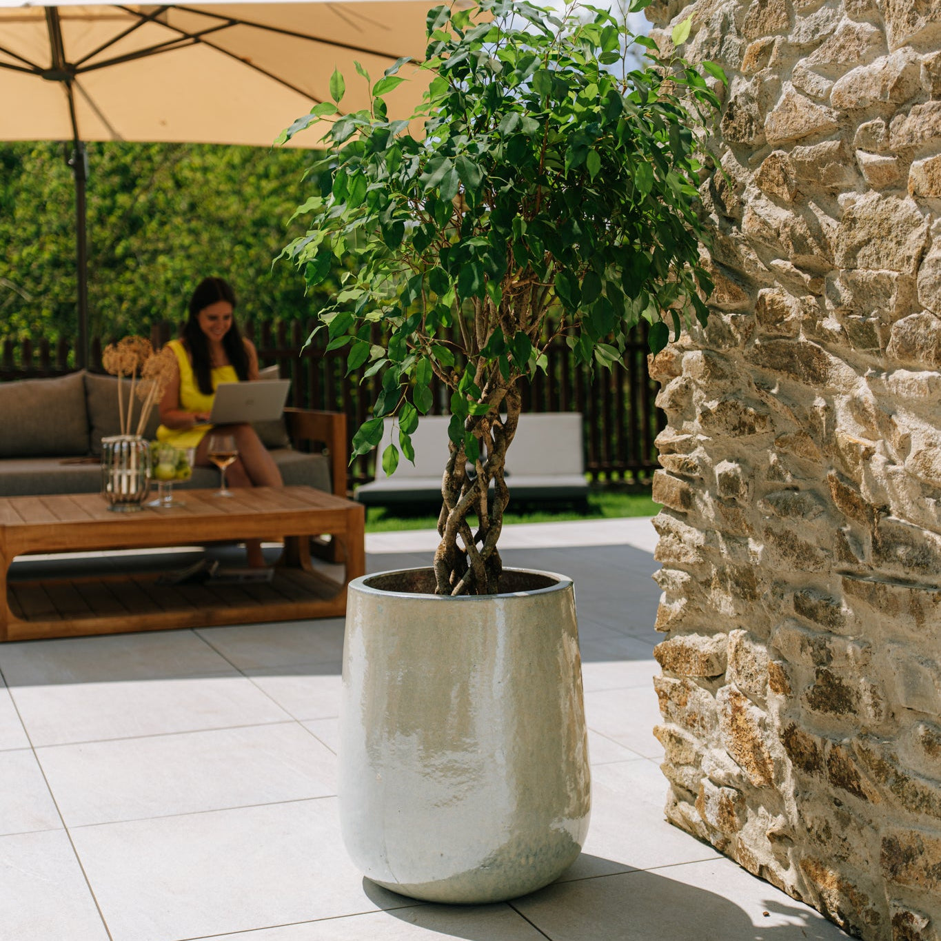 Keramický květináč Diane - Perlová