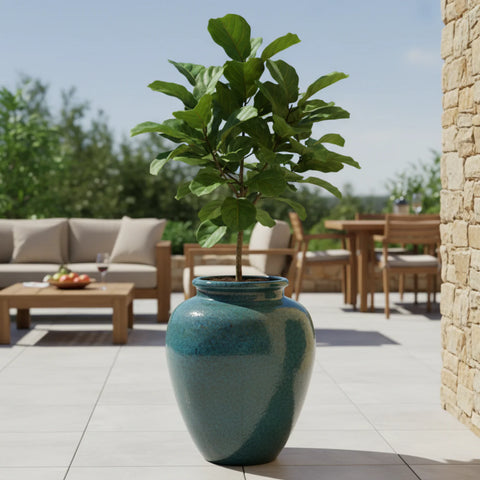 Keramicky květináč Dionysos - Ocelově modrá