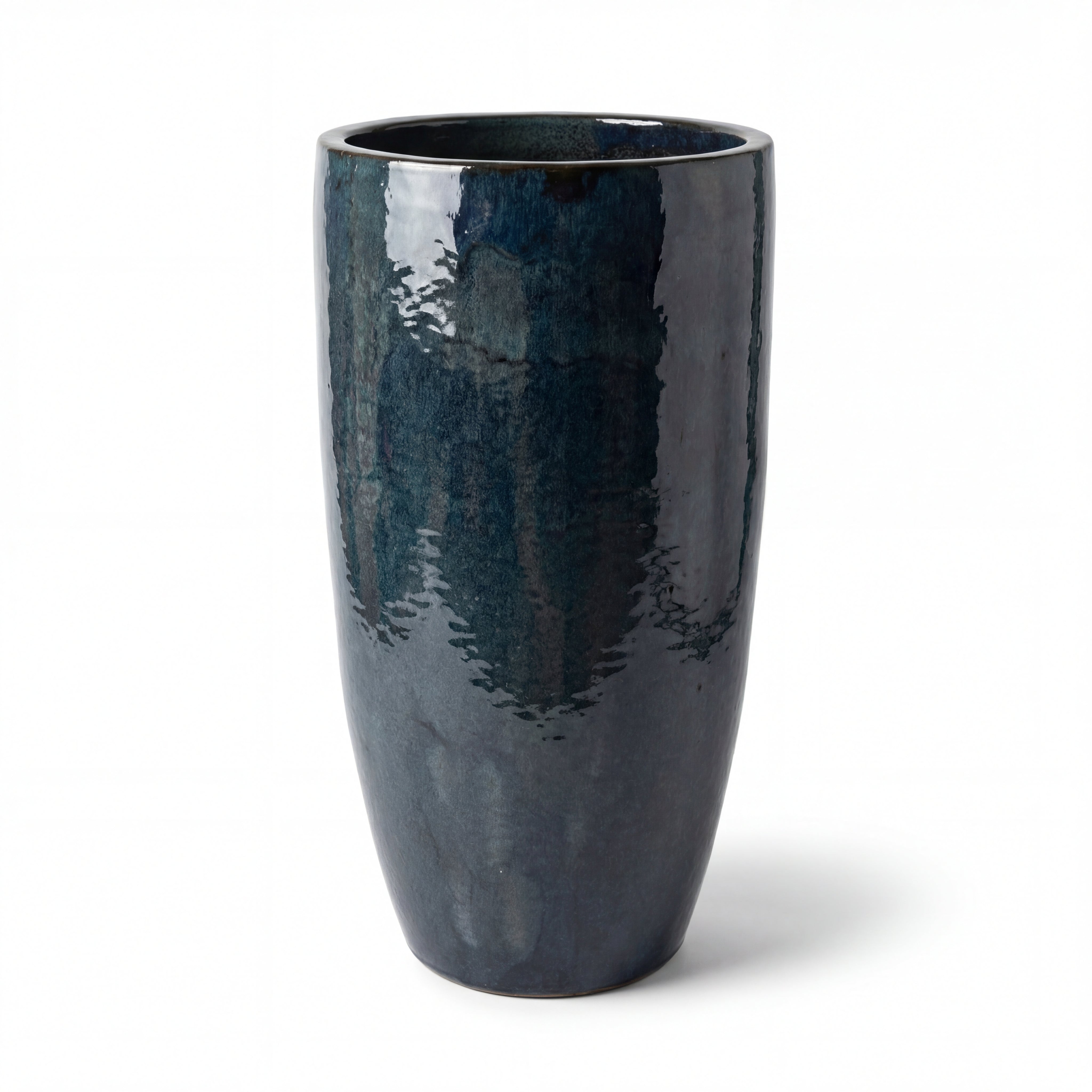 Vysoký keramický květináč Eiffel2 - Safírová – ručně vyráběný květináč