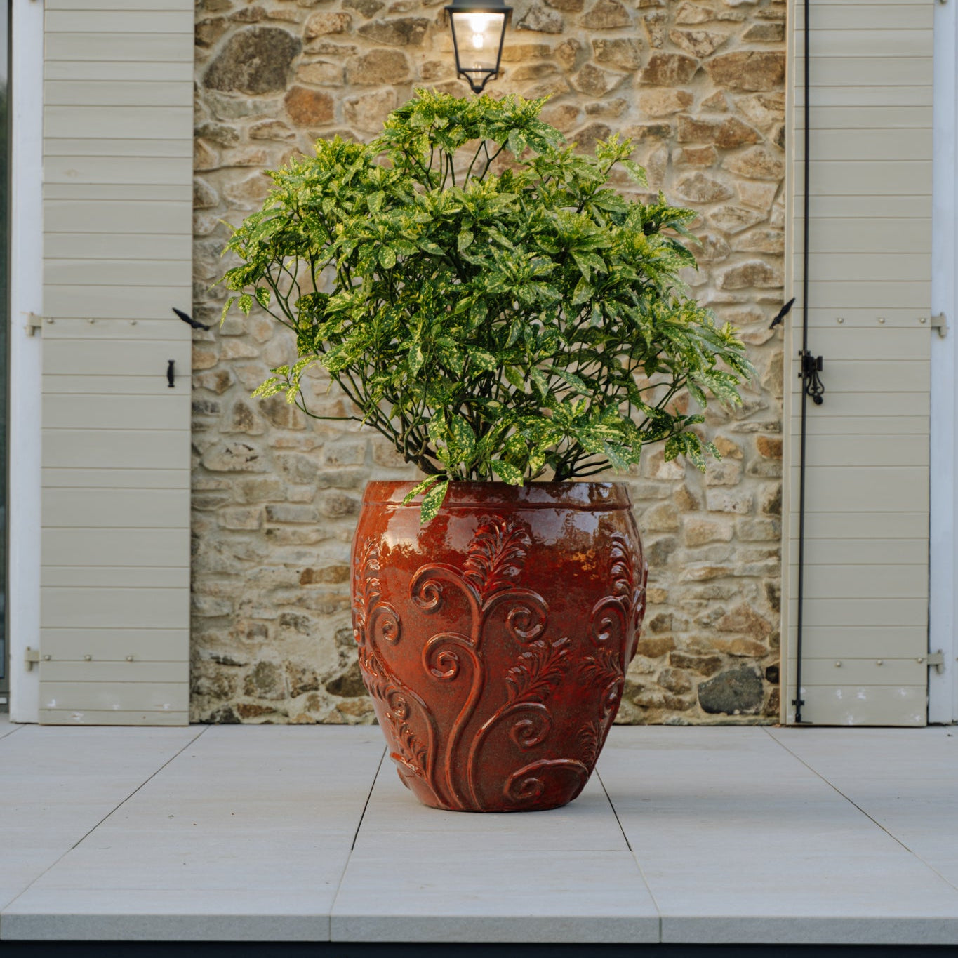 Ceramiczna doniczka Gaia - Jesienna pomarańcza - Provencelia.cz