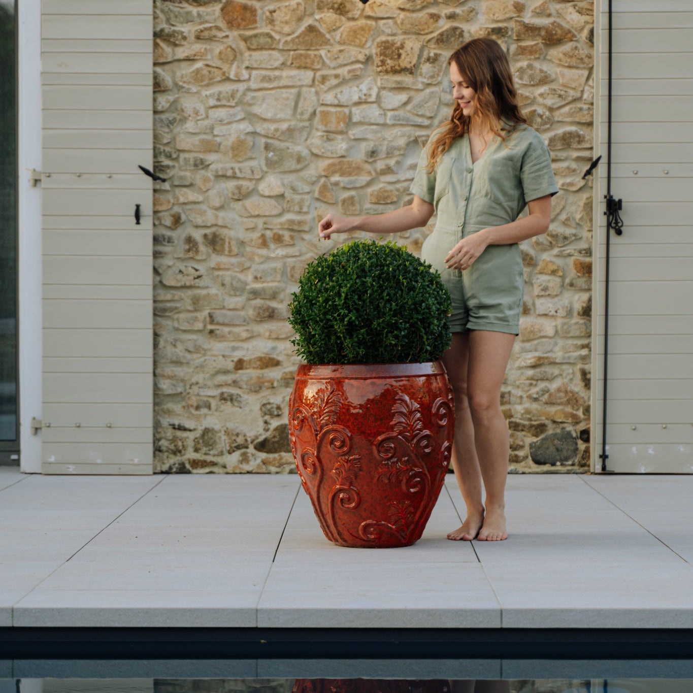 Ceramiczna doniczka Gaia - Jesienna pomarańcza - Provencelia.cz