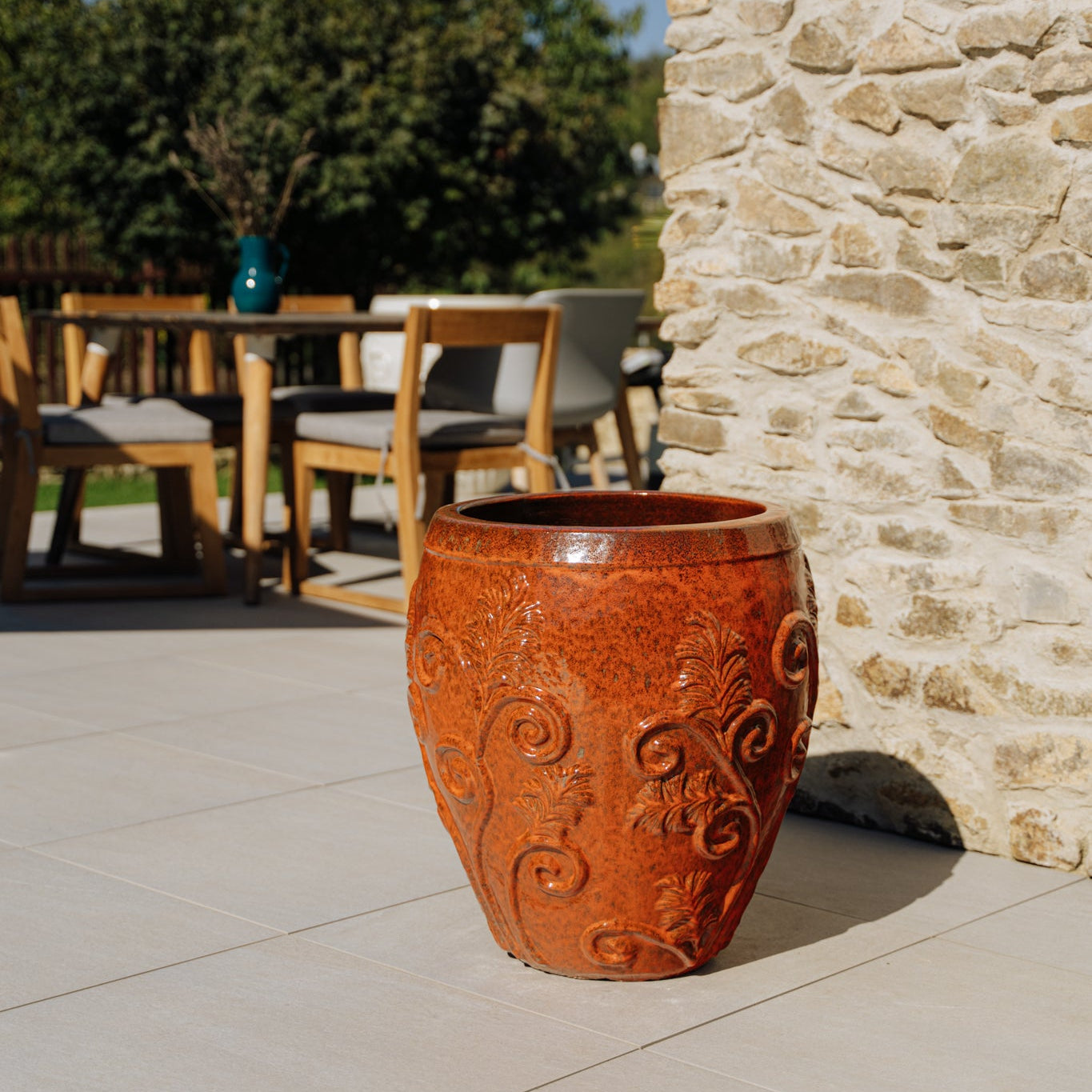 Ceramiczna doniczka Gaia - Jesienna pomarańcza - Provencelia.cz