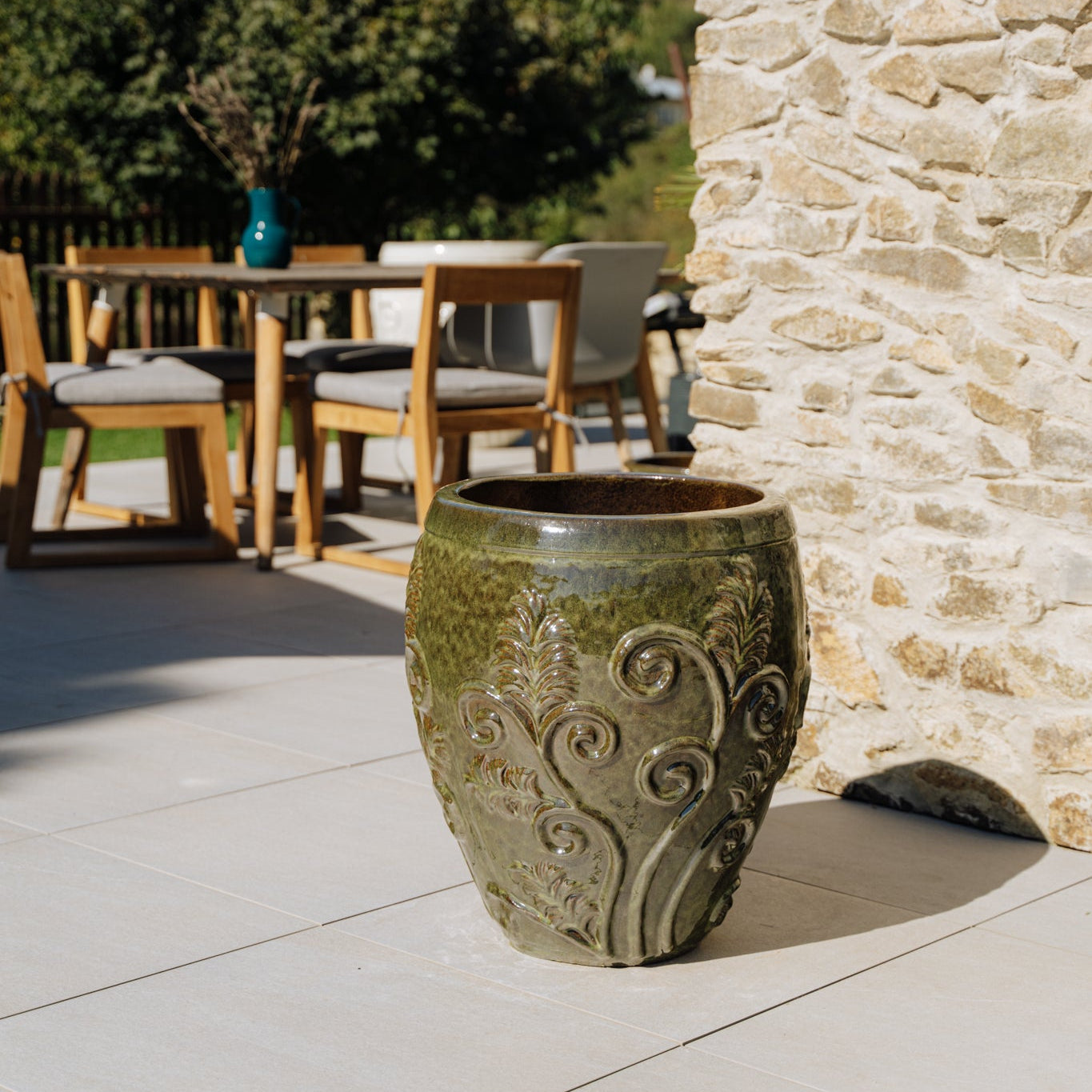 Ceramiczna doniczka Gaia - Tropikalna zieleń - Provencelia.cz