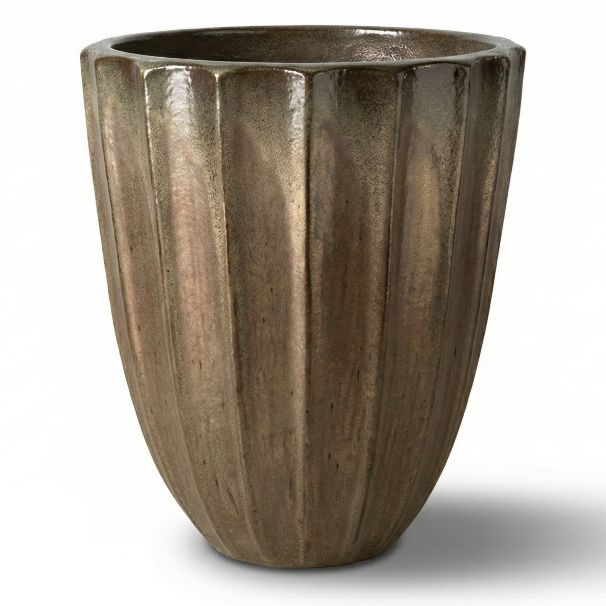 Doniczka ceramiczna Hugo w kolorze szczotkowanego brązu – ręcznie robiona szkliwiona doniczka z terakoty