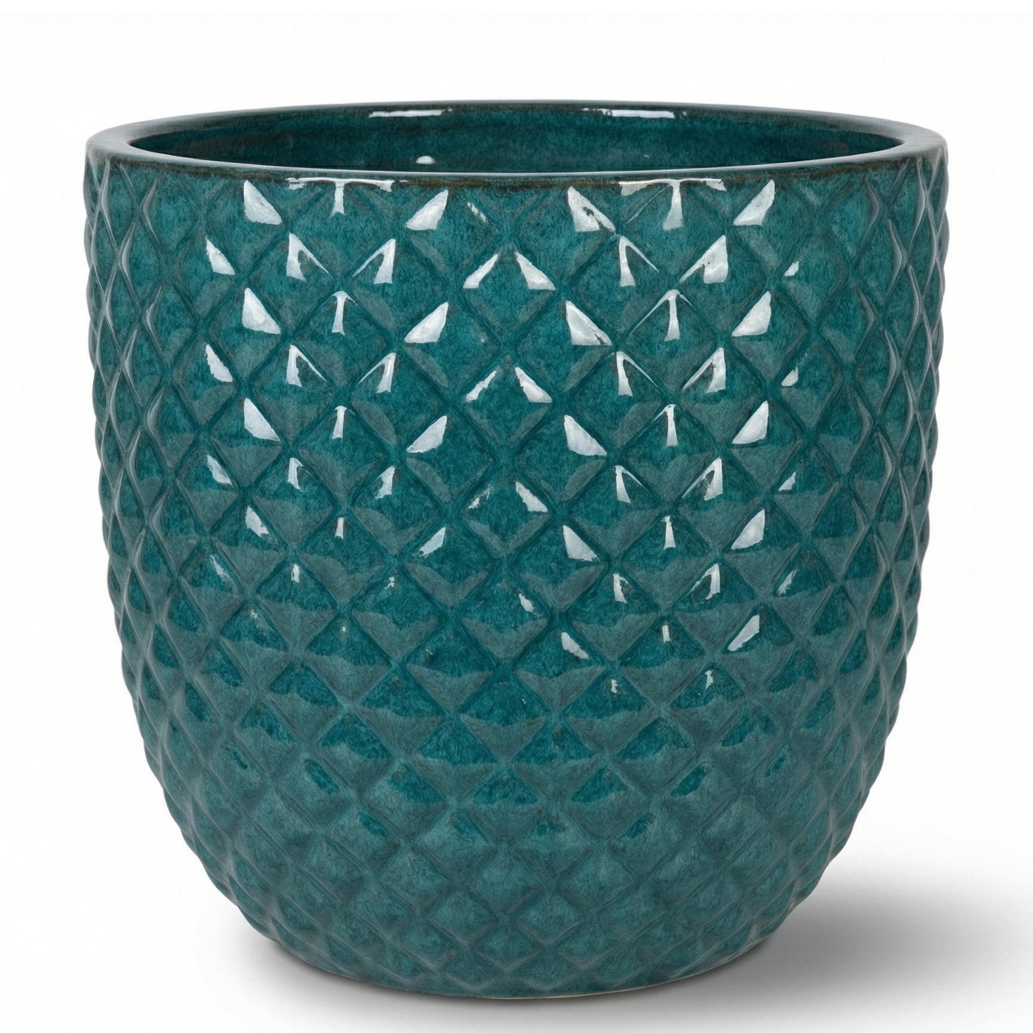 Keramický květináč Mars Petrolejově modrý – ručně vyráběný glazovaný květináč z terakoty