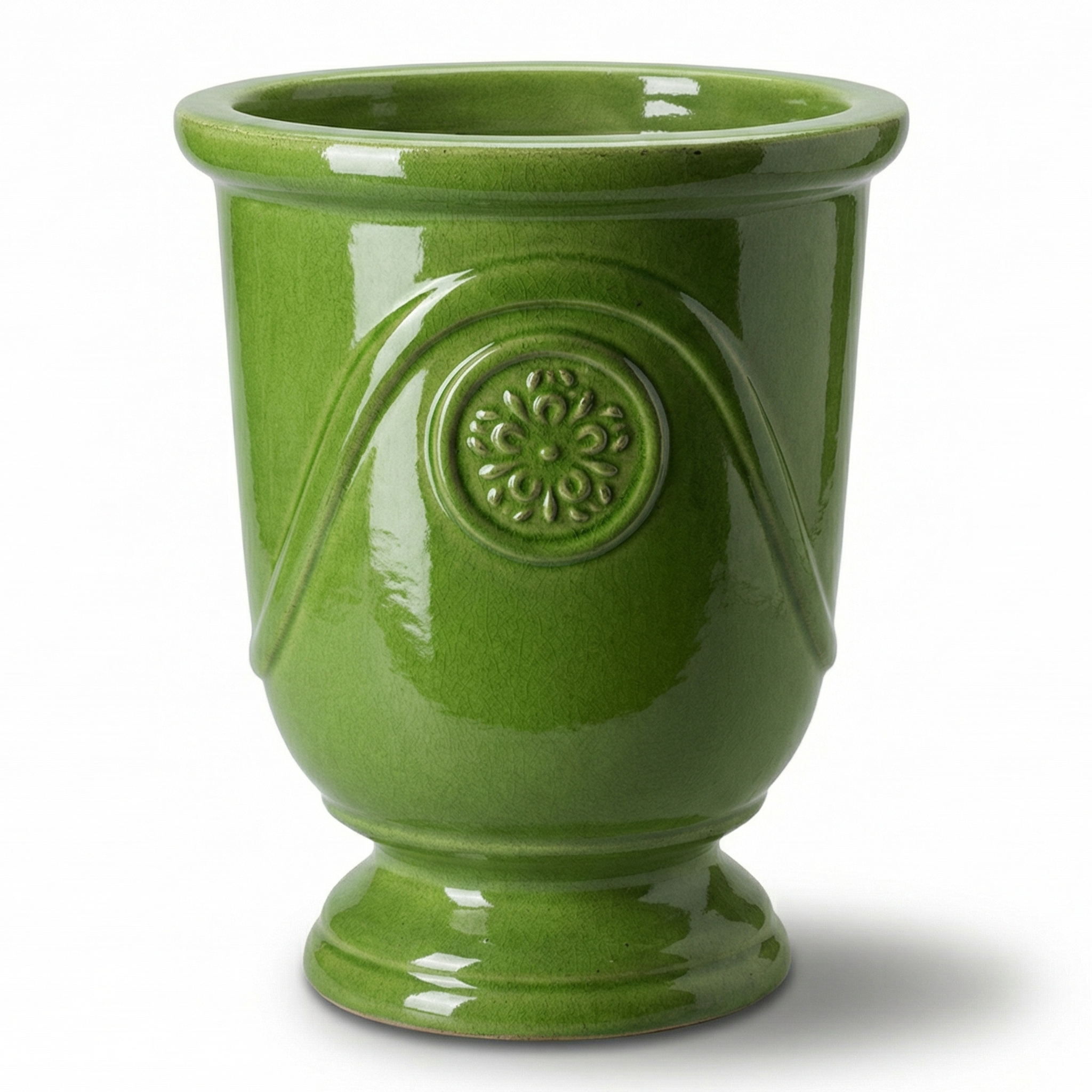 Keramický květináč Moliere Jablečně zelený – ručně vyráběný glazovaný květináč z terakoty