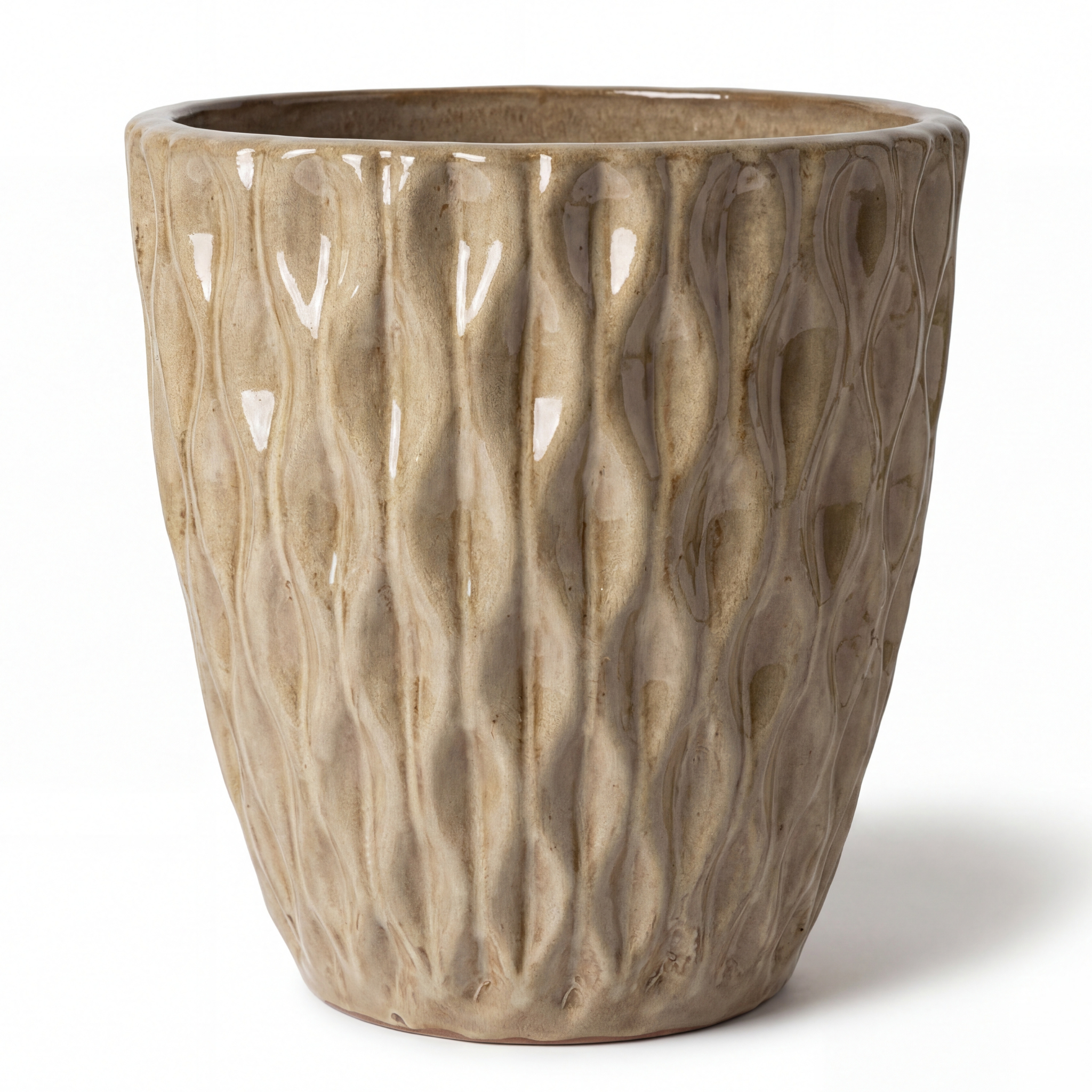 Keramický květináč Monet Broušený bronz – ručně vyráběný glazovaný květináč z terakoty