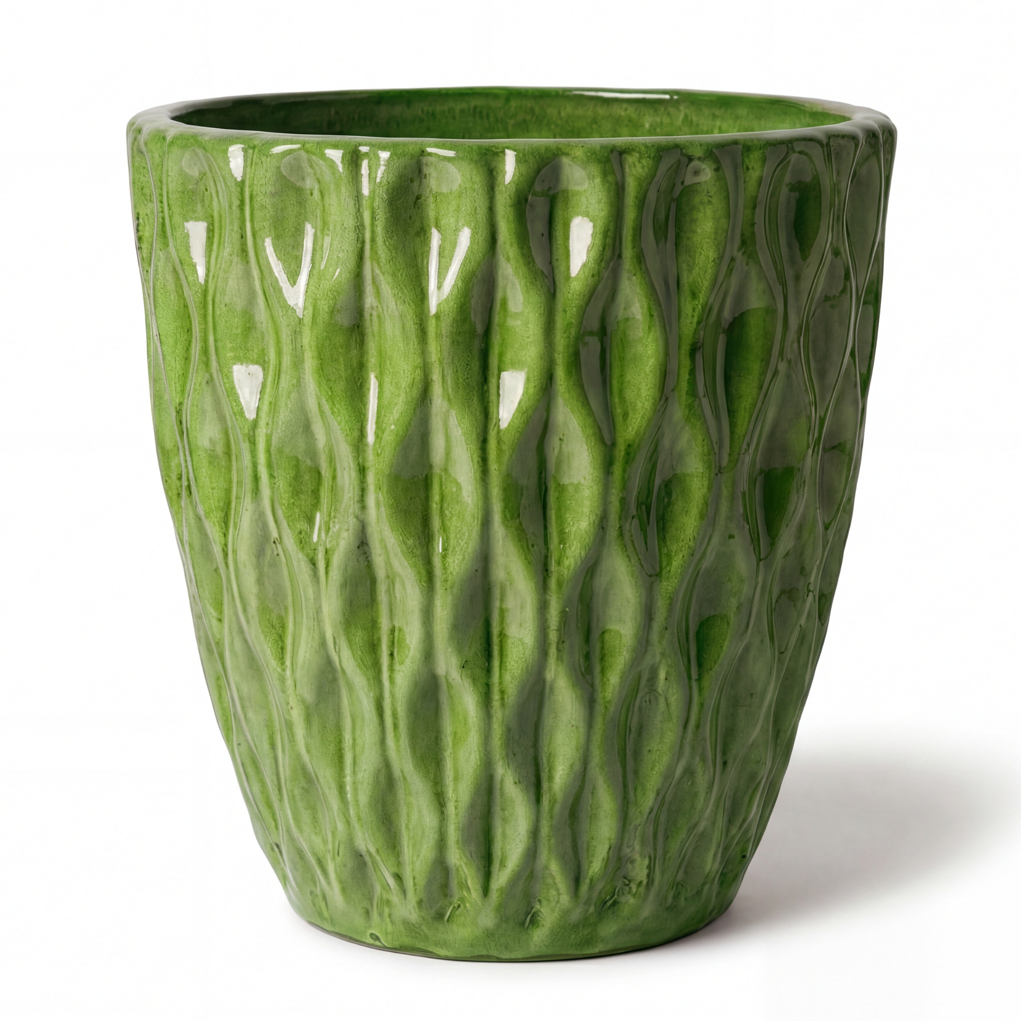 Doniczka ceramiczna Monet w kolorze zielonego jabłka – ręcznie robiona, szkliwiona doniczka z terakoty