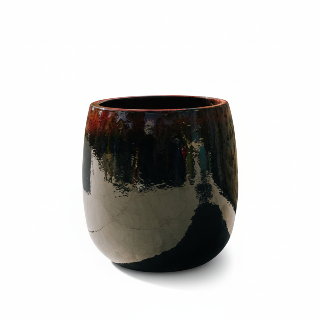 Keramický květináč SOCRATE - Černo červená