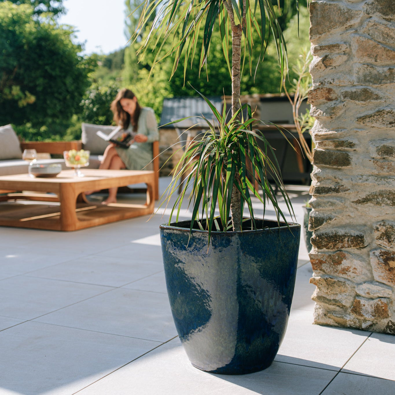 Keramický květináč VAUBAN - Mořsky modrá